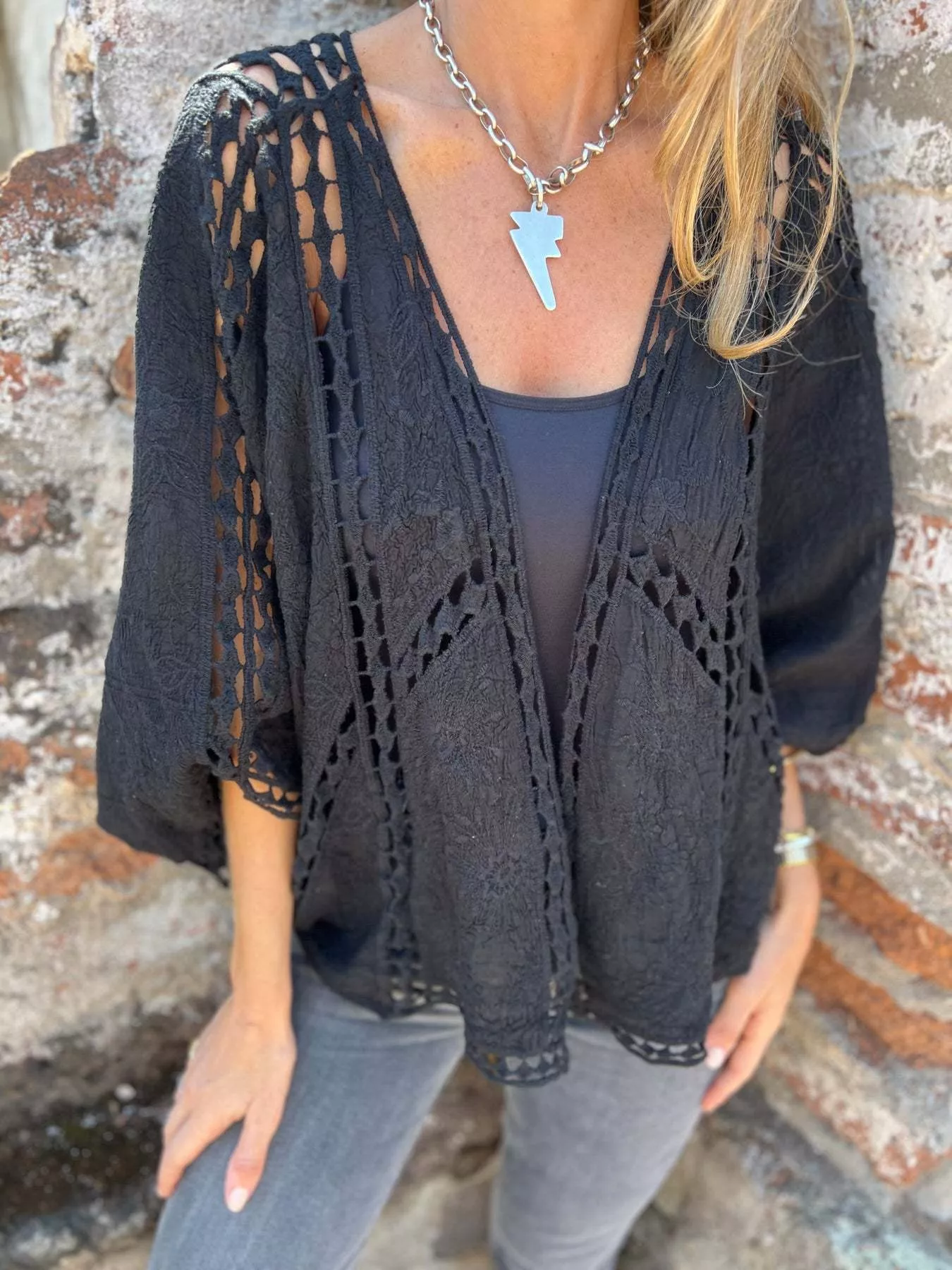 Full Size Embroidered Open Front Cardigan Plus Size - Image 6