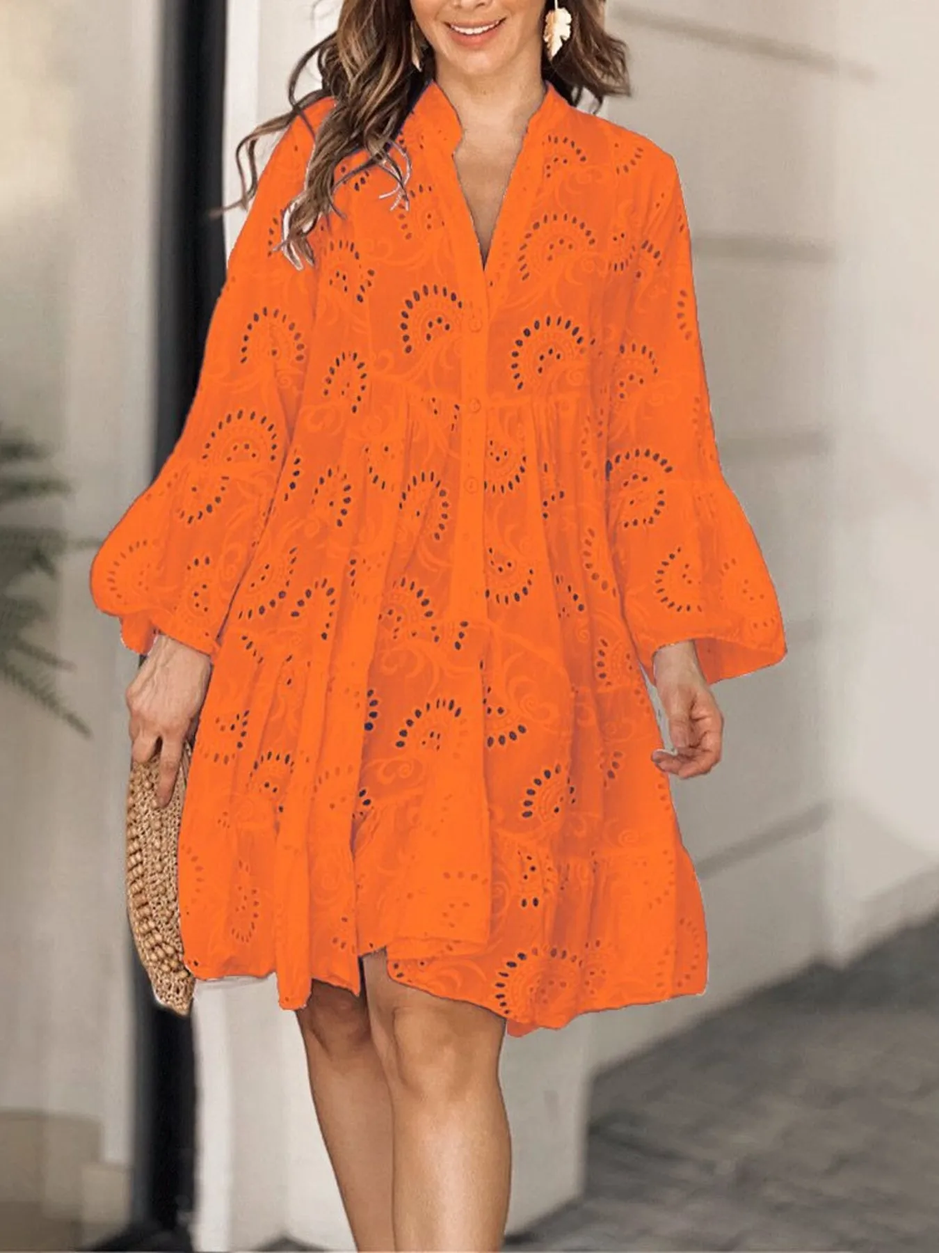 Full Size Eyelet Ruffled Hem Tiered Dress Plus Size - Image 10