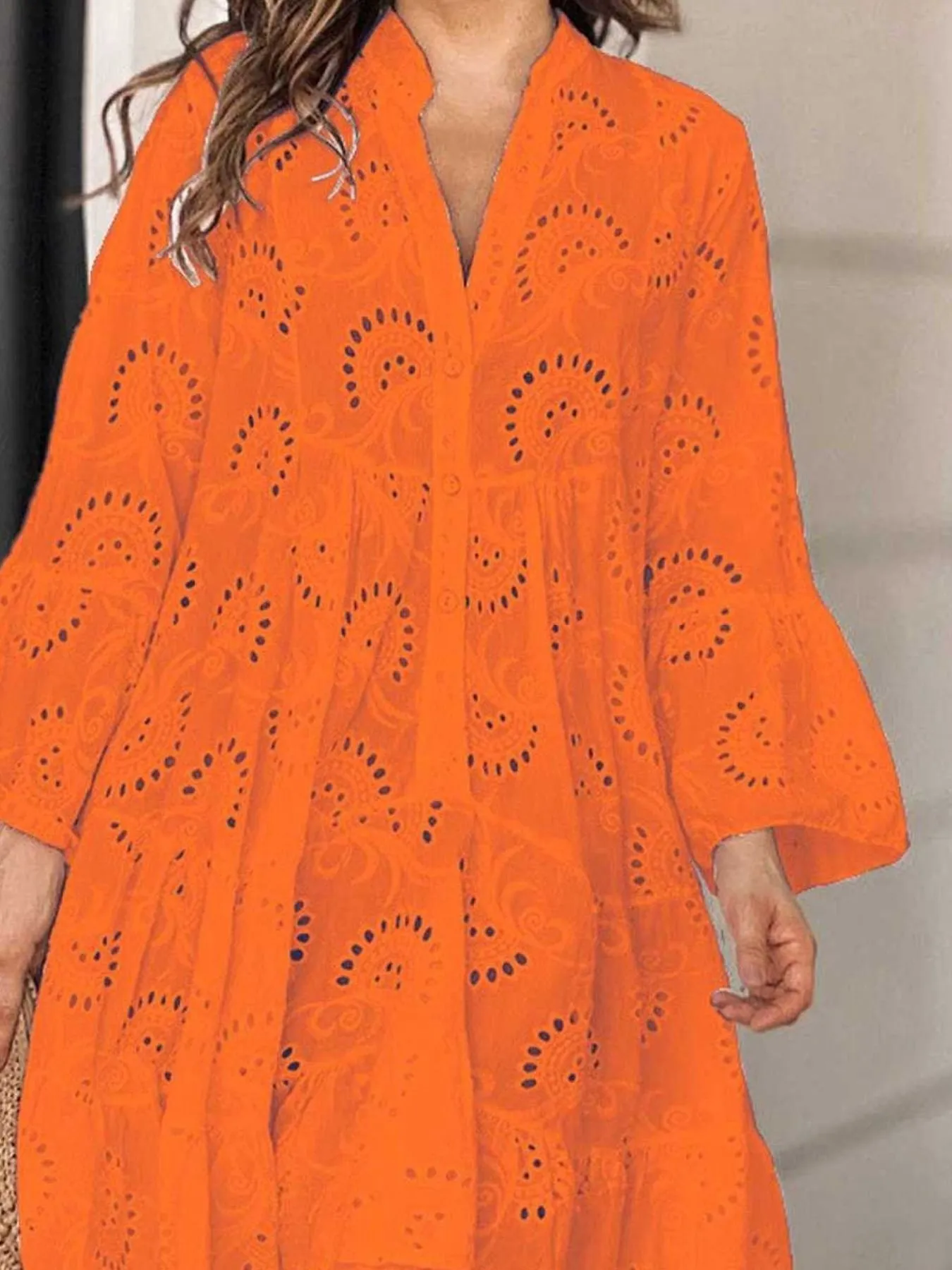 Full Size Eyelet Ruffled Hem Tiered Dress Plus Size - Image 11