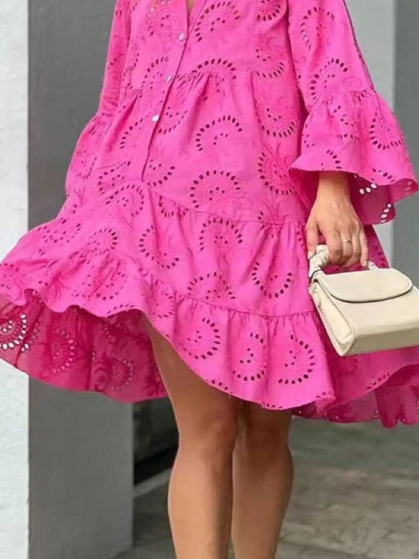 Full Size Eyelet Ruffled Hem Tiered Dress Plus Size - Image 3