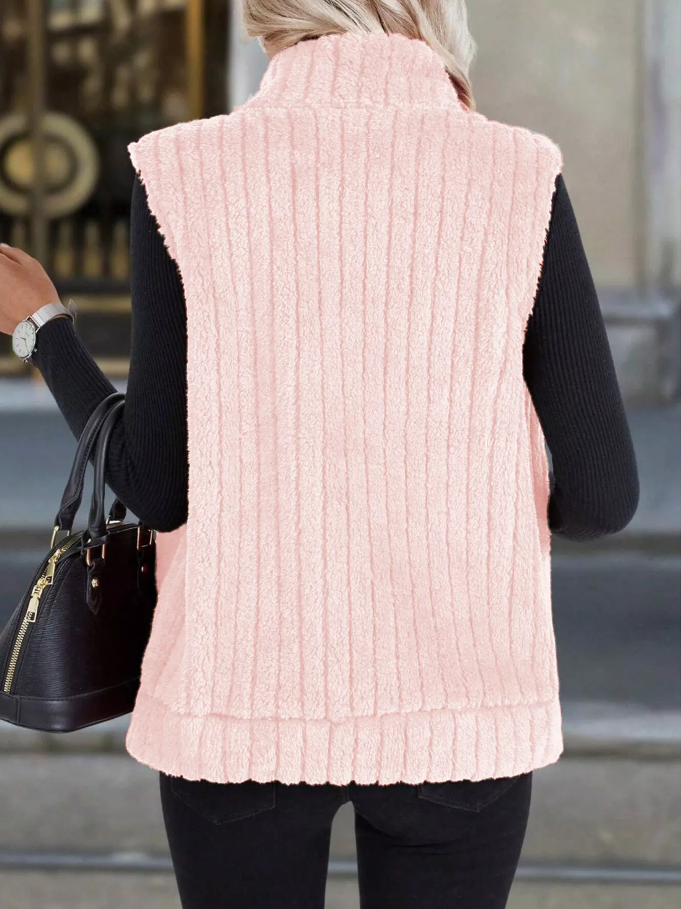 Full Size Fleece Zip-Up Vest Coat Plus Size - Image 8