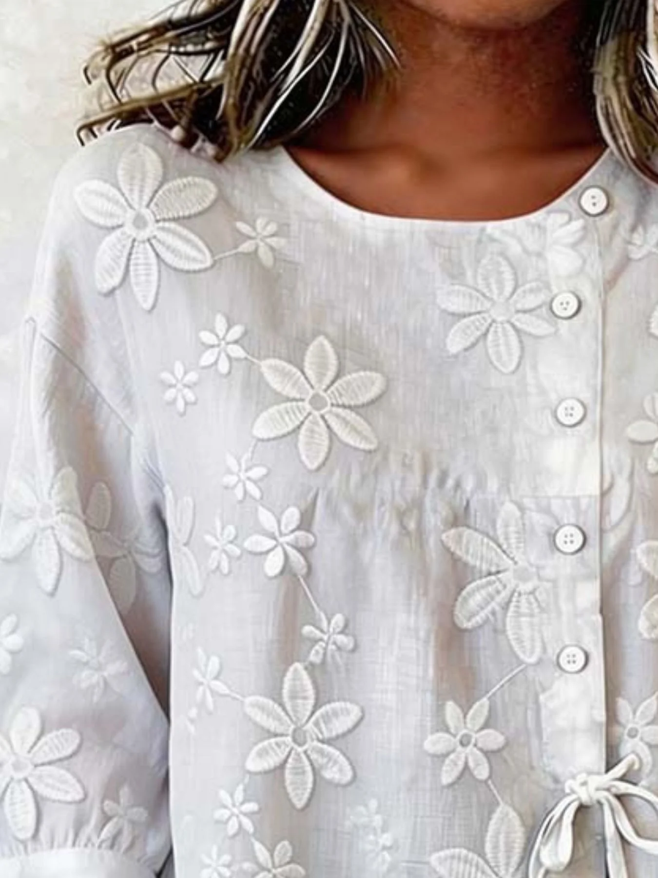 Full Size Floral Embroidered Button-Down Shirt Plus Size - Image 2