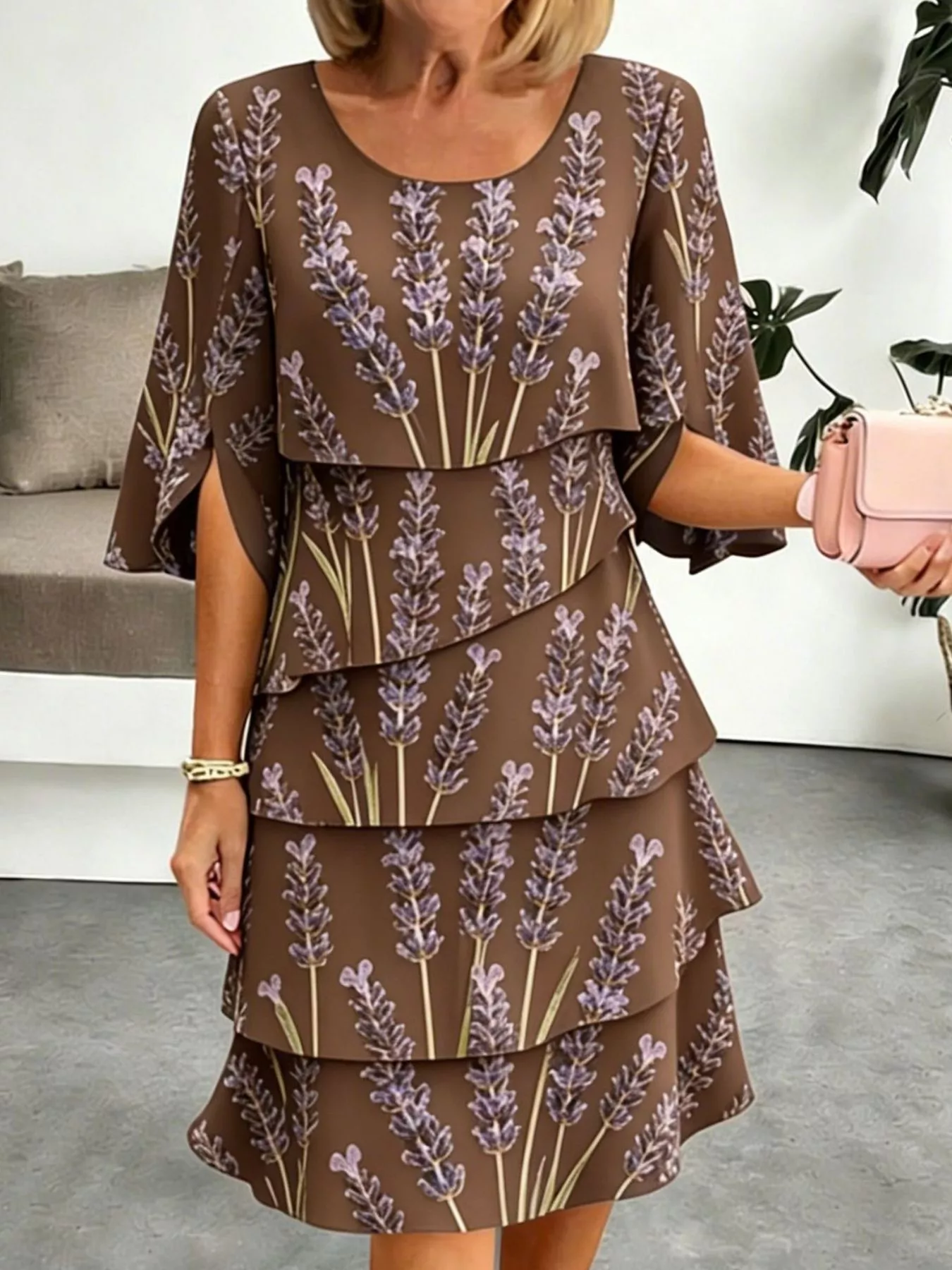 Full Size Floral Print Ruffle Hem Dress Plus Size - Image 8