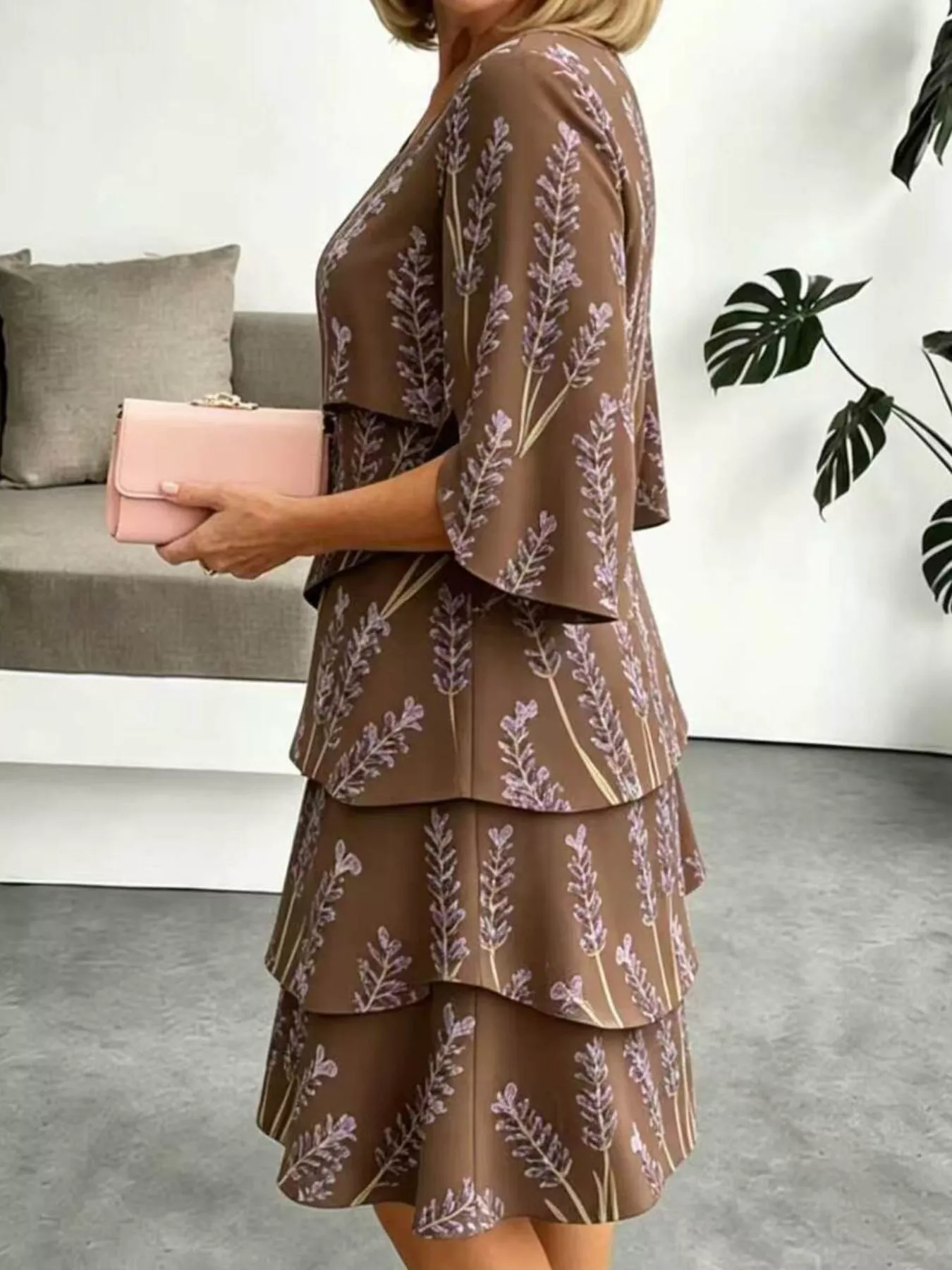 Full Size Floral Print Ruffle Hem Dress Plus Size - Image 9