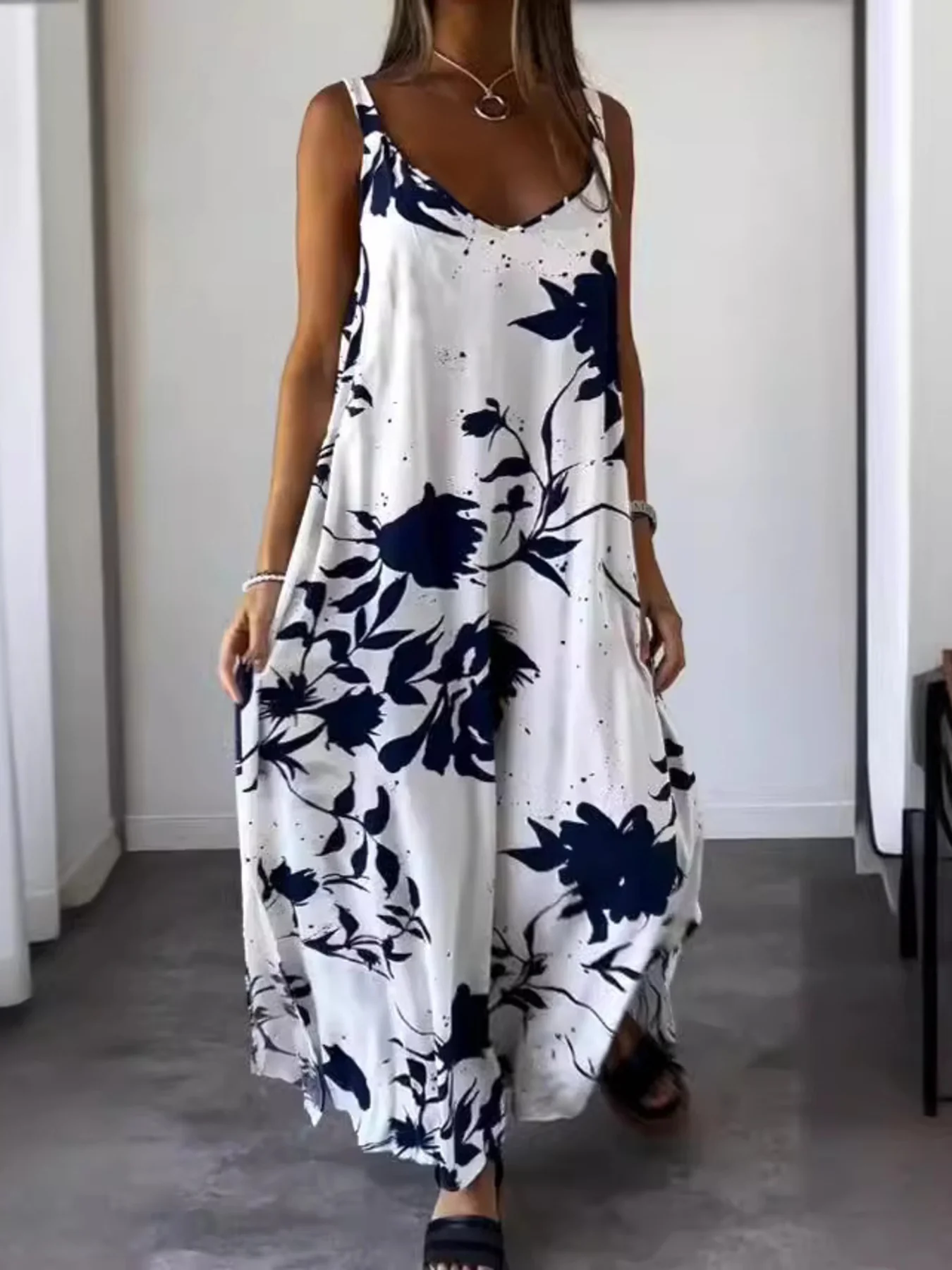 Full Size Floral Print Sleeveless Maxi Dress Plus Size - Image 4