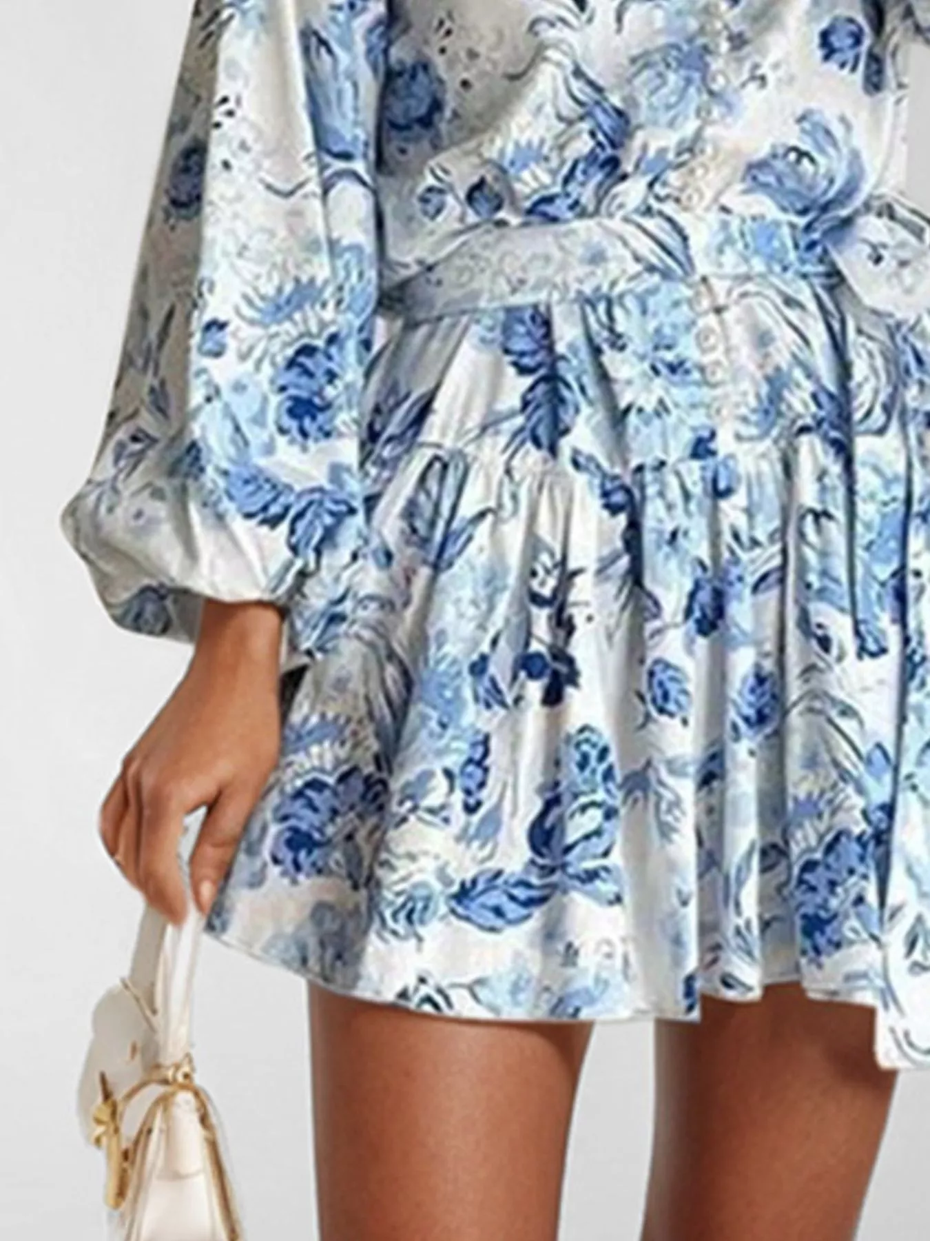 Full Size Floral Print Tie Waist Mini Dress Plus Size - Image 15