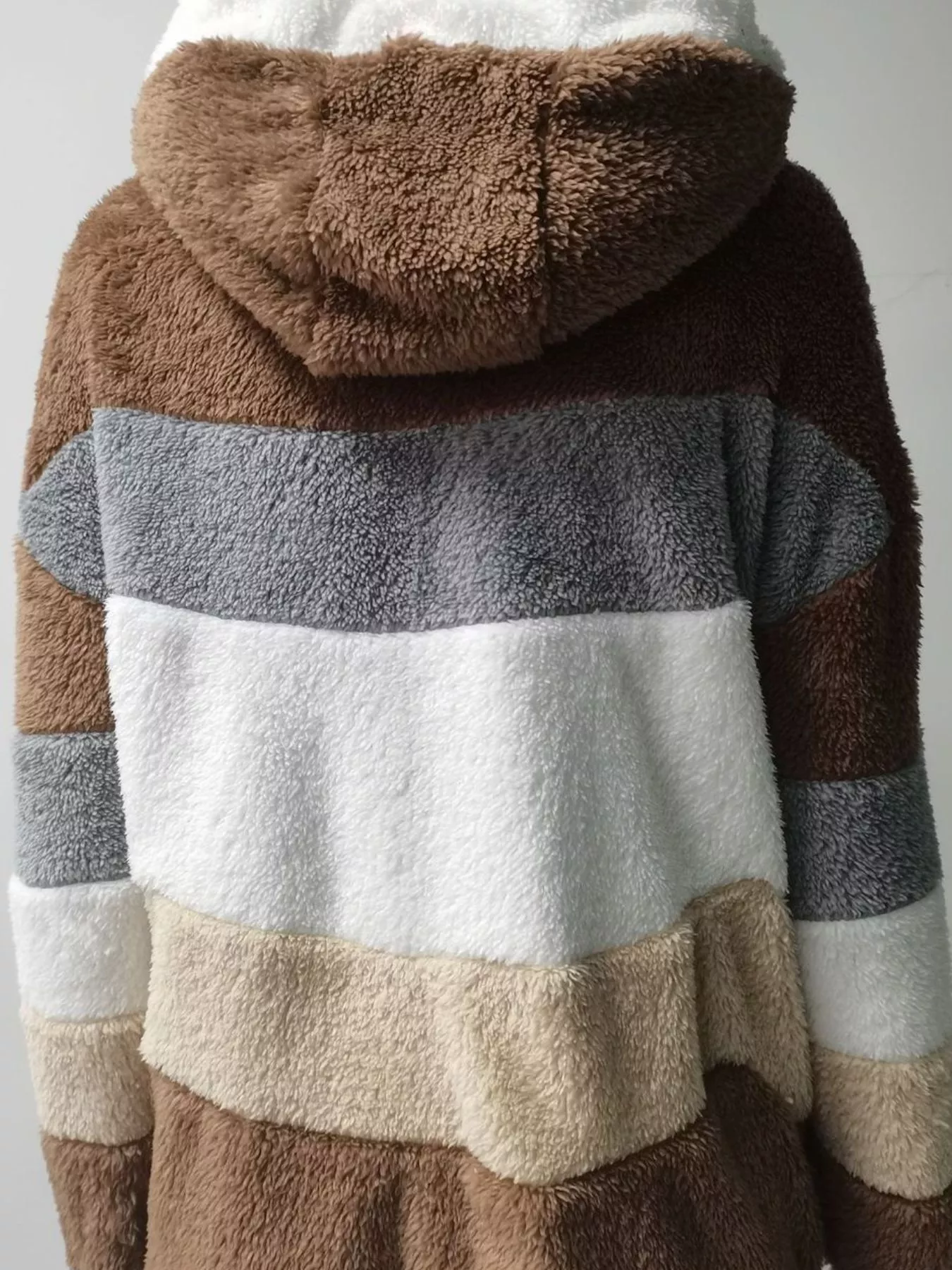 Full Size Fuzzy Zip Up Hooded Outerwear Plus Size - Image 11