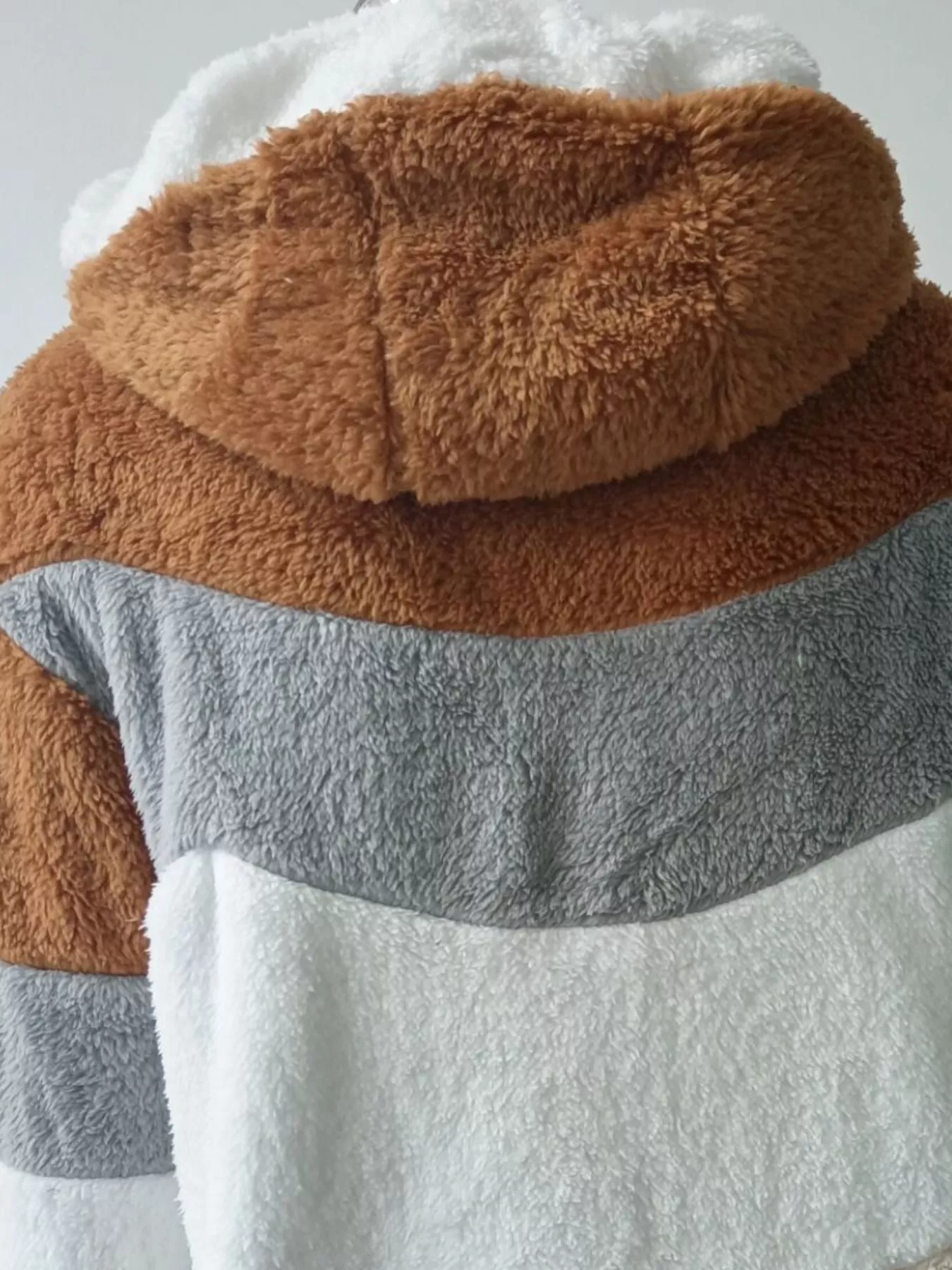 Full Size Fuzzy Zip Up Hooded Outerwear Plus Size - Image 16