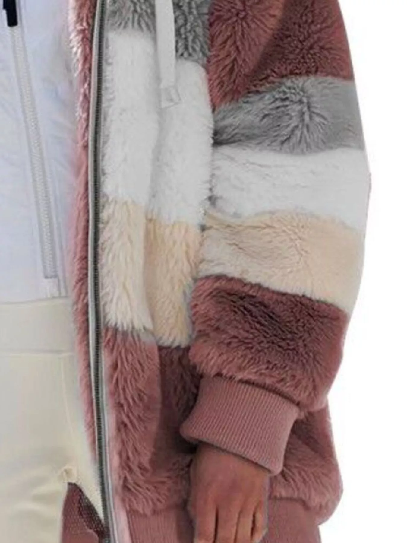 Full Size Fuzzy Zip Up Hooded Outerwear Plus Size - Image 7