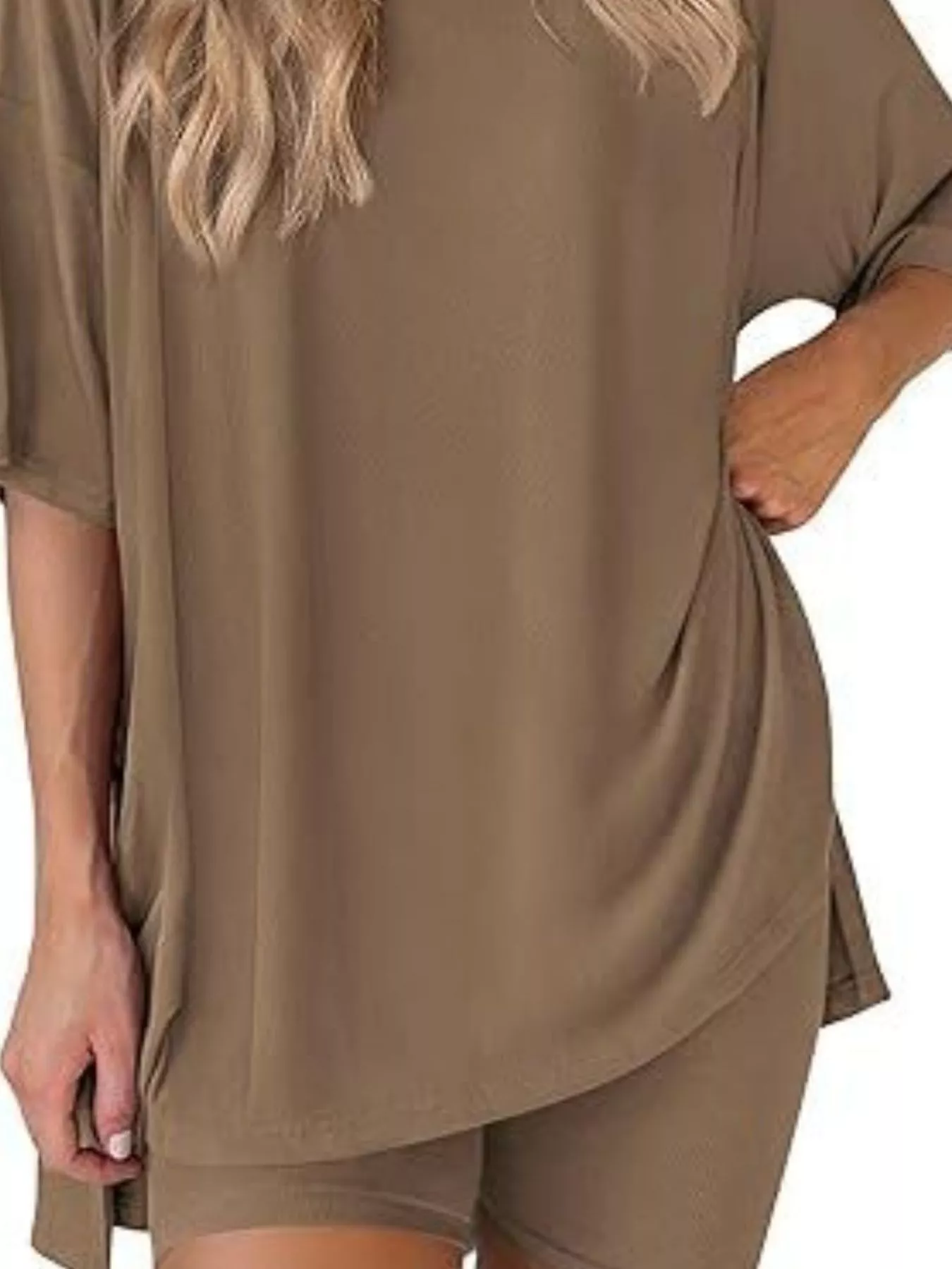 Full Size Half Sleeve T-Shirt and Shorts Set Plus Size - Image 13