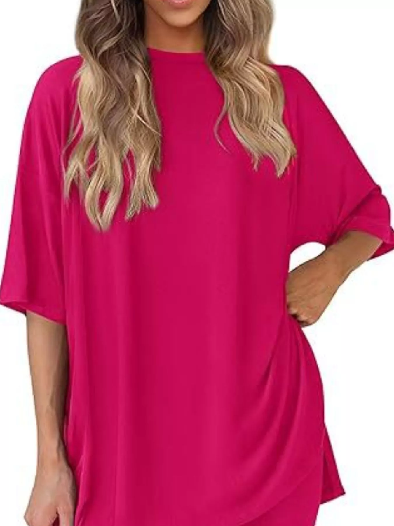 Full Size Half Sleeve T-Shirt and Shorts Set Plus Size - Image 30