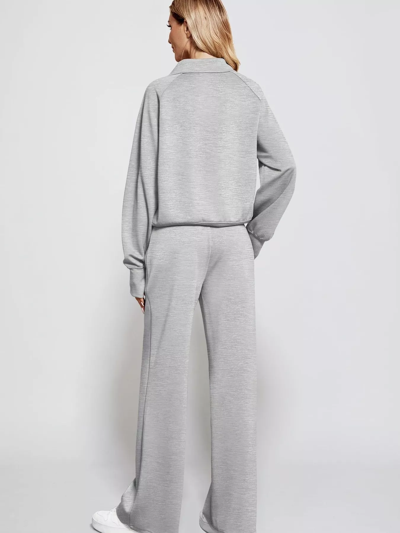 Full Size Half-Zip Sweatshirt and Wide-Leg Pants Set Plus Size - Image 29