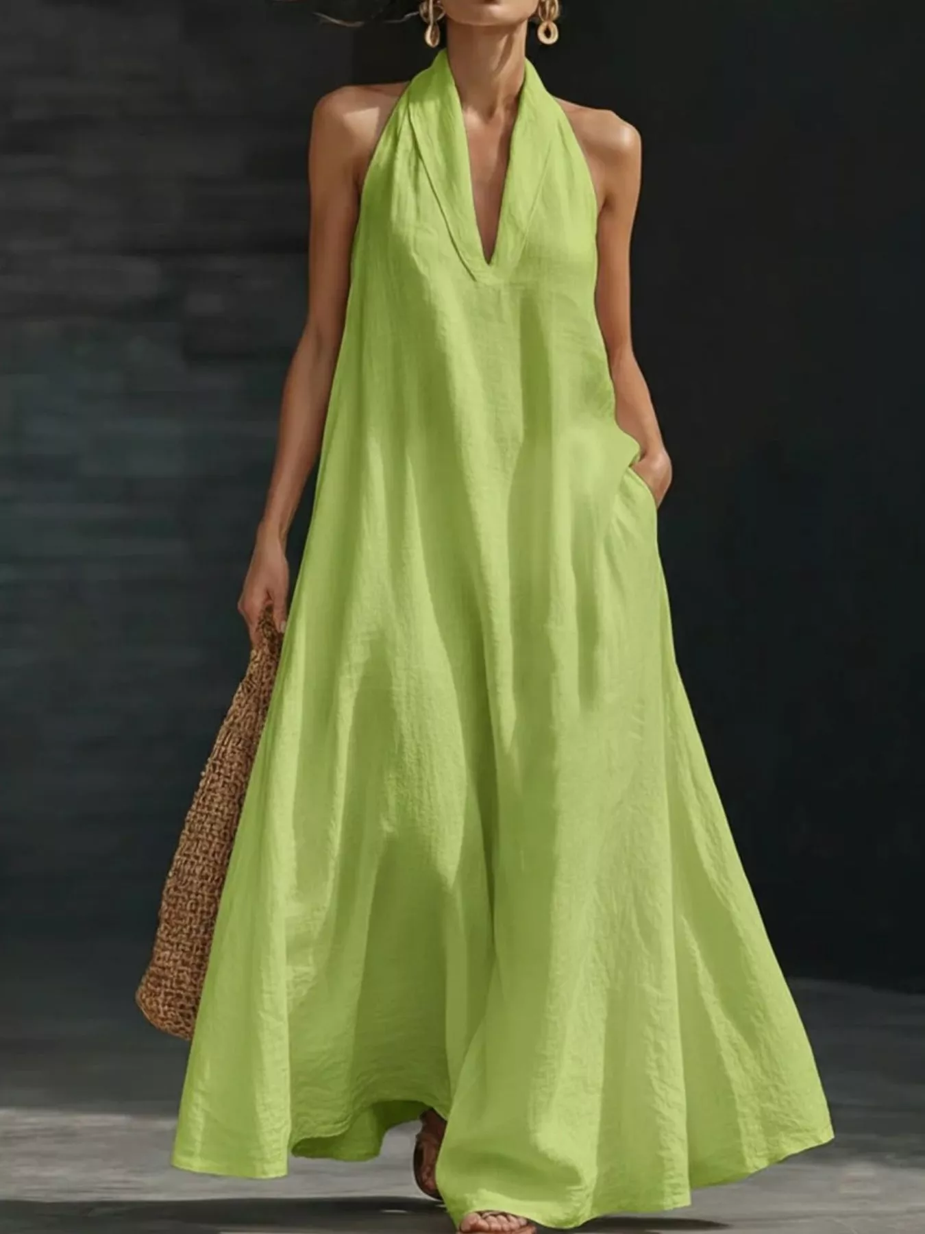 Full Size Halter Neck Sleeveless Maxi Dress Plus Size - Image 6