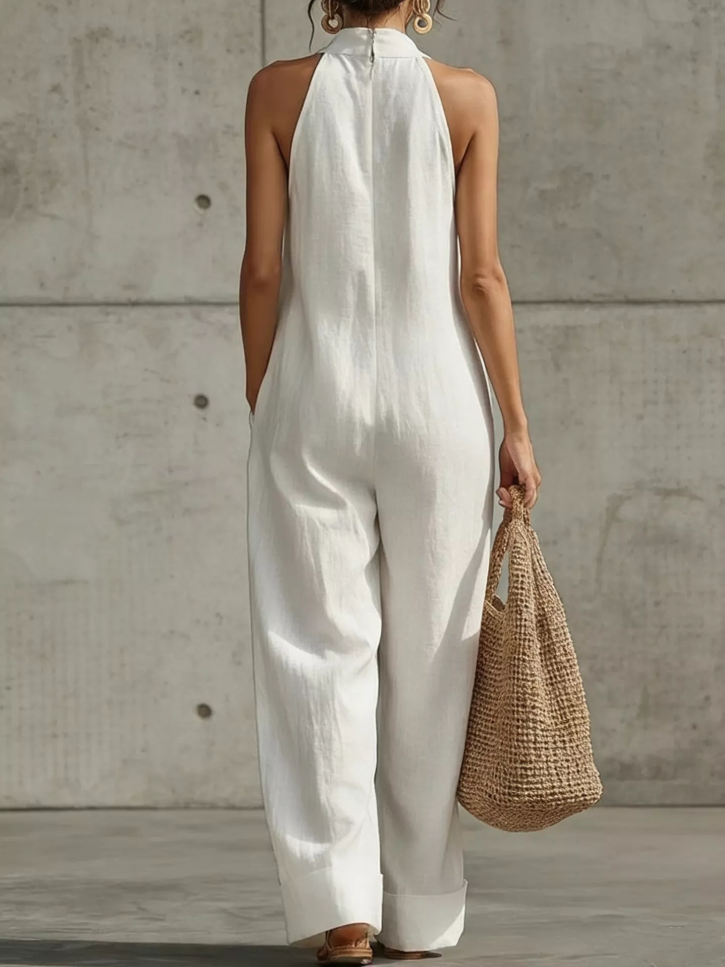 Full Size Halter Neck Wide-Leg Jumpsuit Plus Size - Image 2