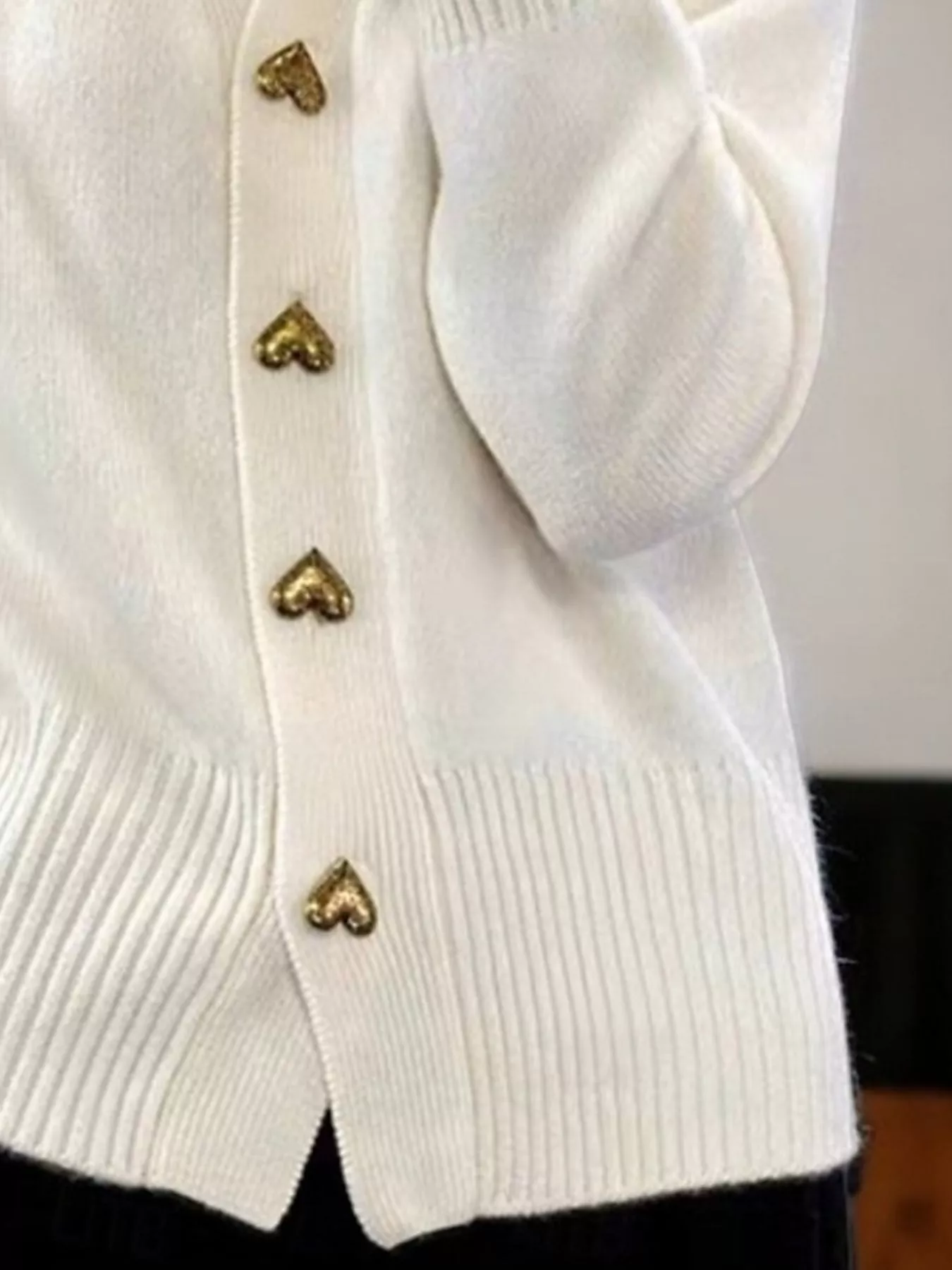 Full Size Heart-Button Knit Cardigan Plus Size - Image 3