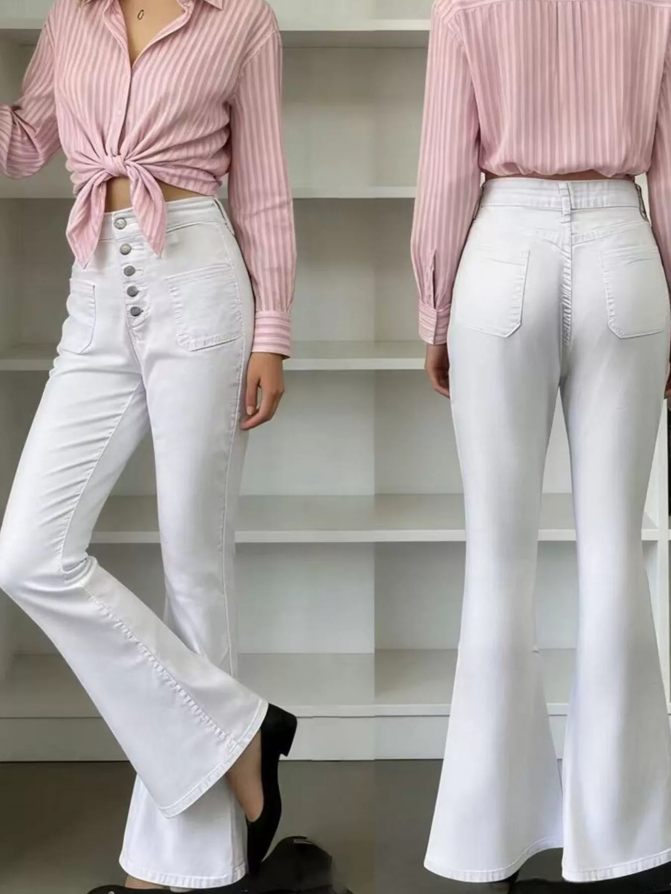 Full Size High-Waisted Button-Fly Flare Jeans Plus Size - Image 3