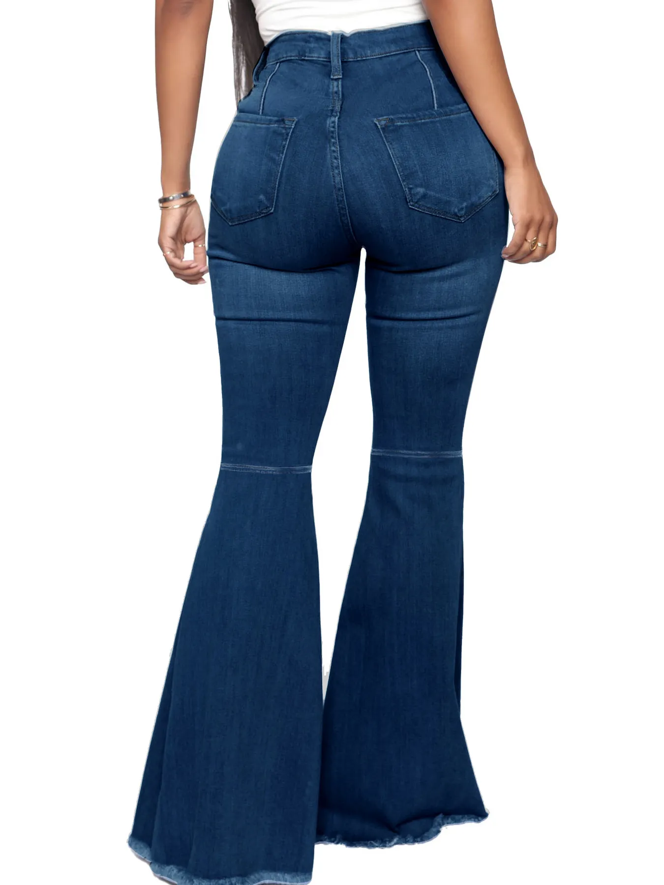 Full Size High-Waisted Raw Hem Flare Jeans Plus Size - Image 2