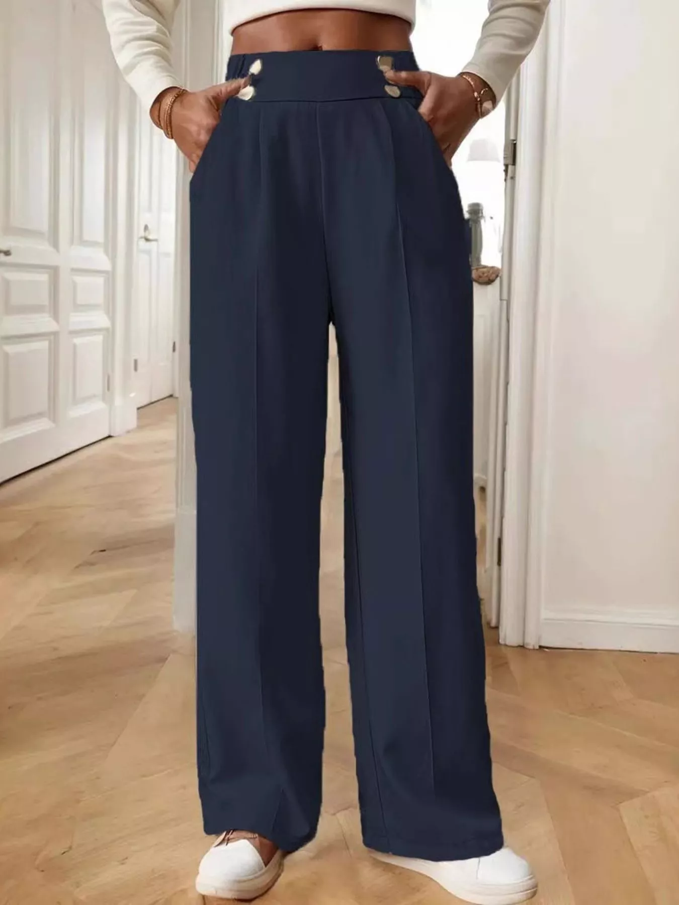 Full Size High-Waisted Wide-Leg Pants Plus Size - Image 17