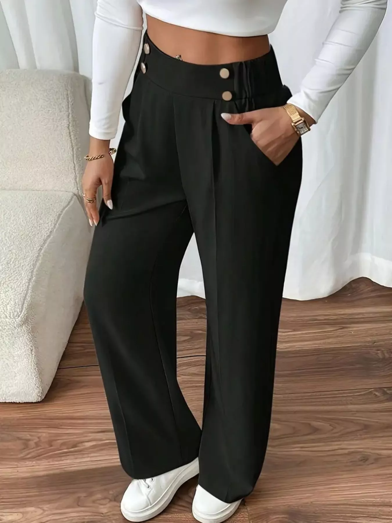 Full Size High-Waisted Wide-Leg Pants Plus Size - Image 6