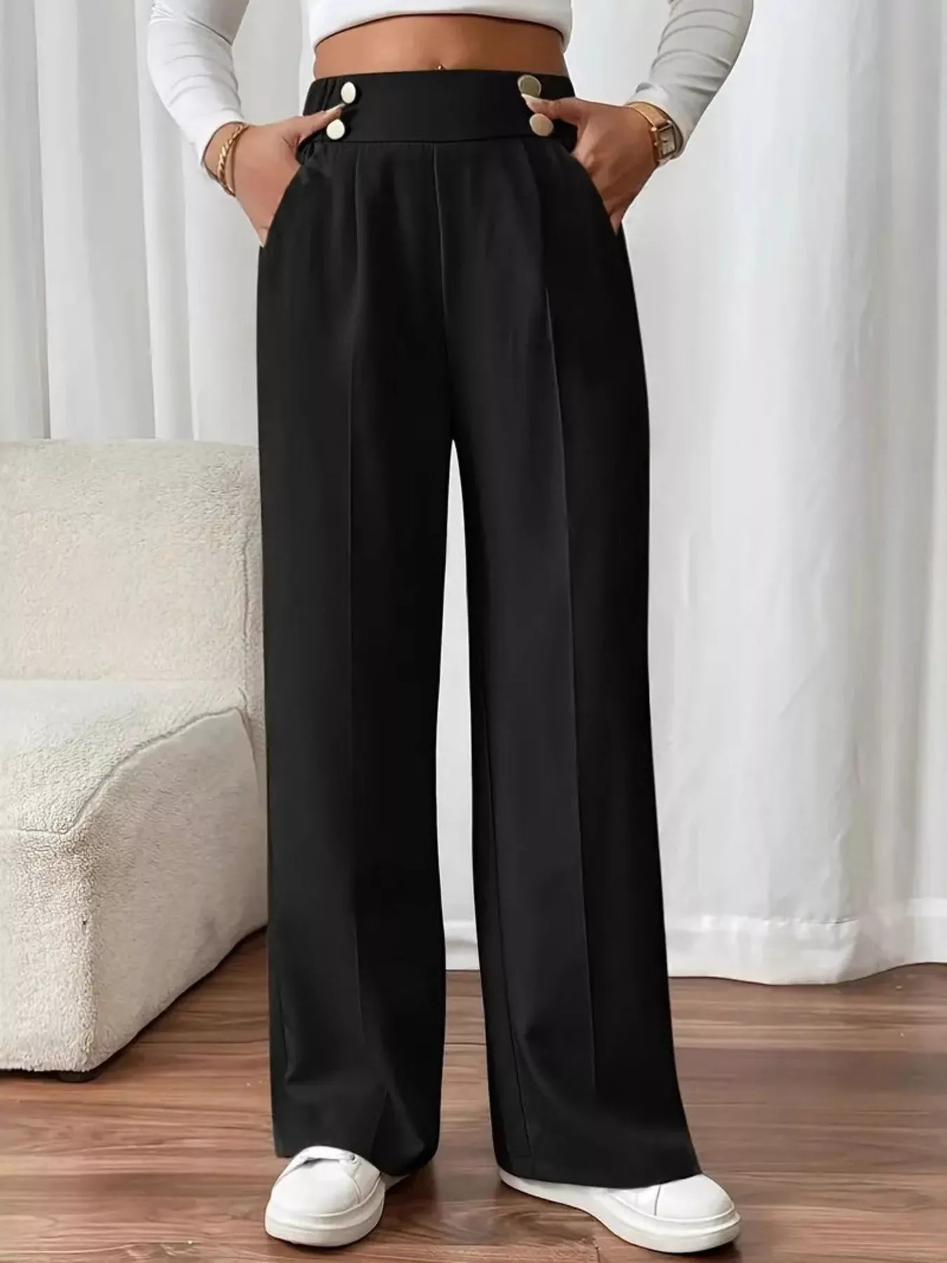 Full Size High-Waisted Wide-Leg Pants Plus Size - Image 9