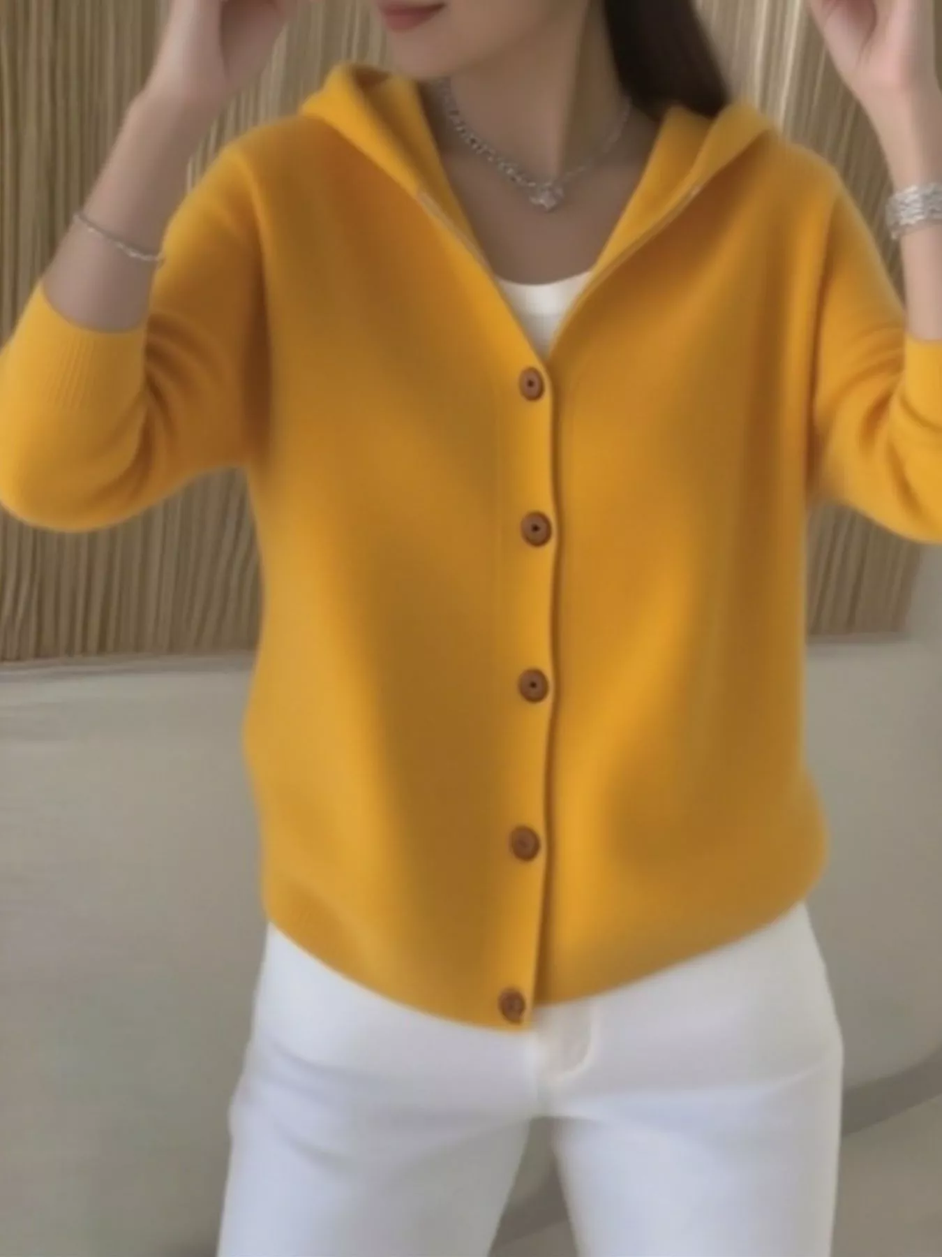 Full Size Hooded Button-Down Knit Cardigan Plus Size - Image 16