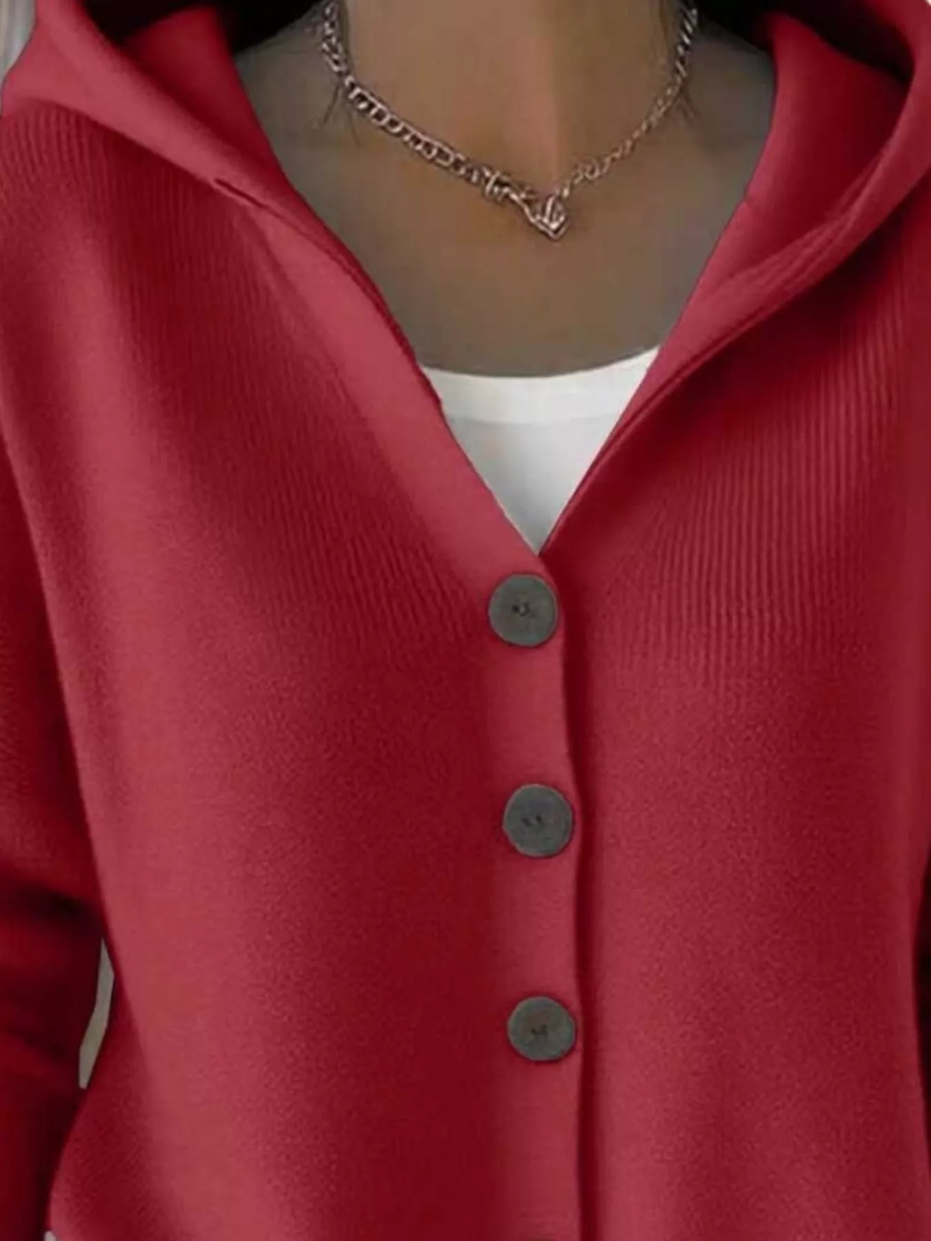 Full Size Hooded Button-Front Soft Knit Cardigan Plus Size - Image 26