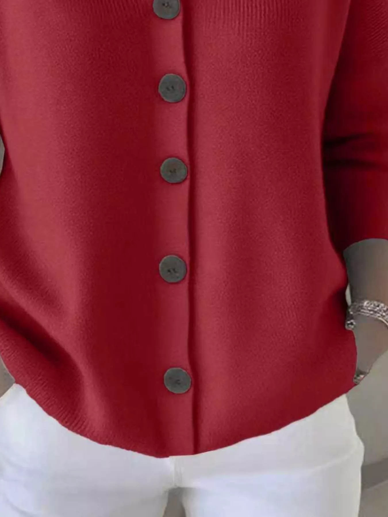 Full Size Hooded Button-Front Soft Knit Cardigan Plus Size - Image 27