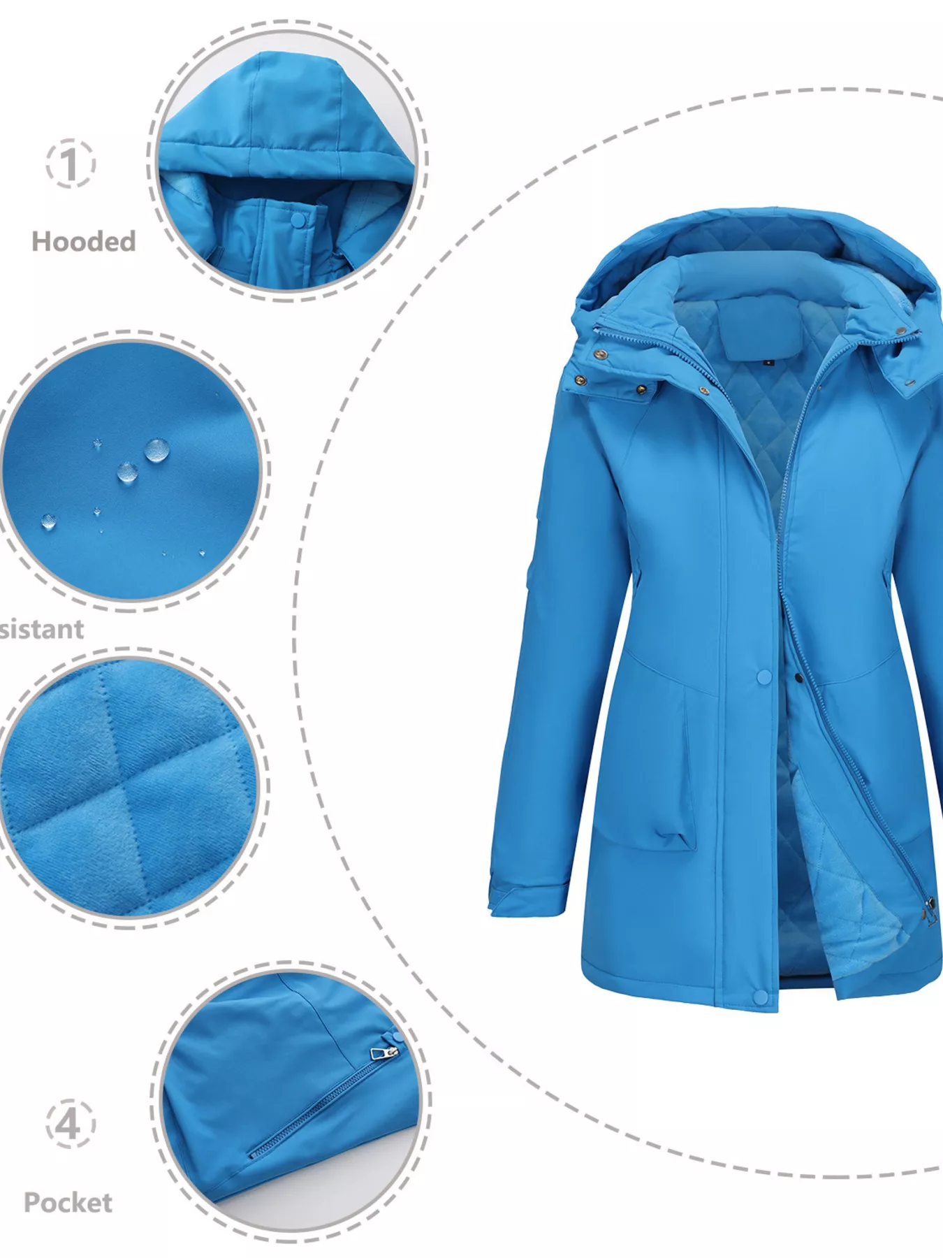 Full Size Hooded Mid-Length Windproof Outerwear Plus Size - Image 17