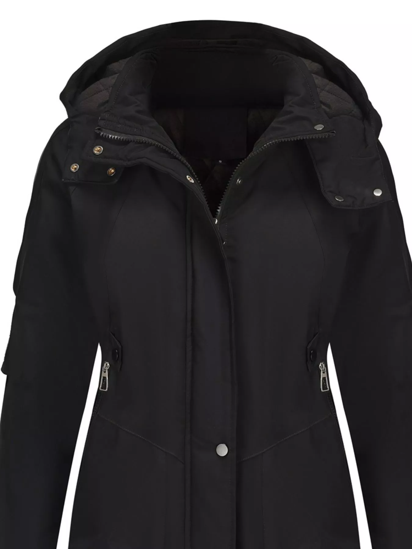 Full Size Hooded Mid-Length Windproof Outerwear Plus Size - Image 21