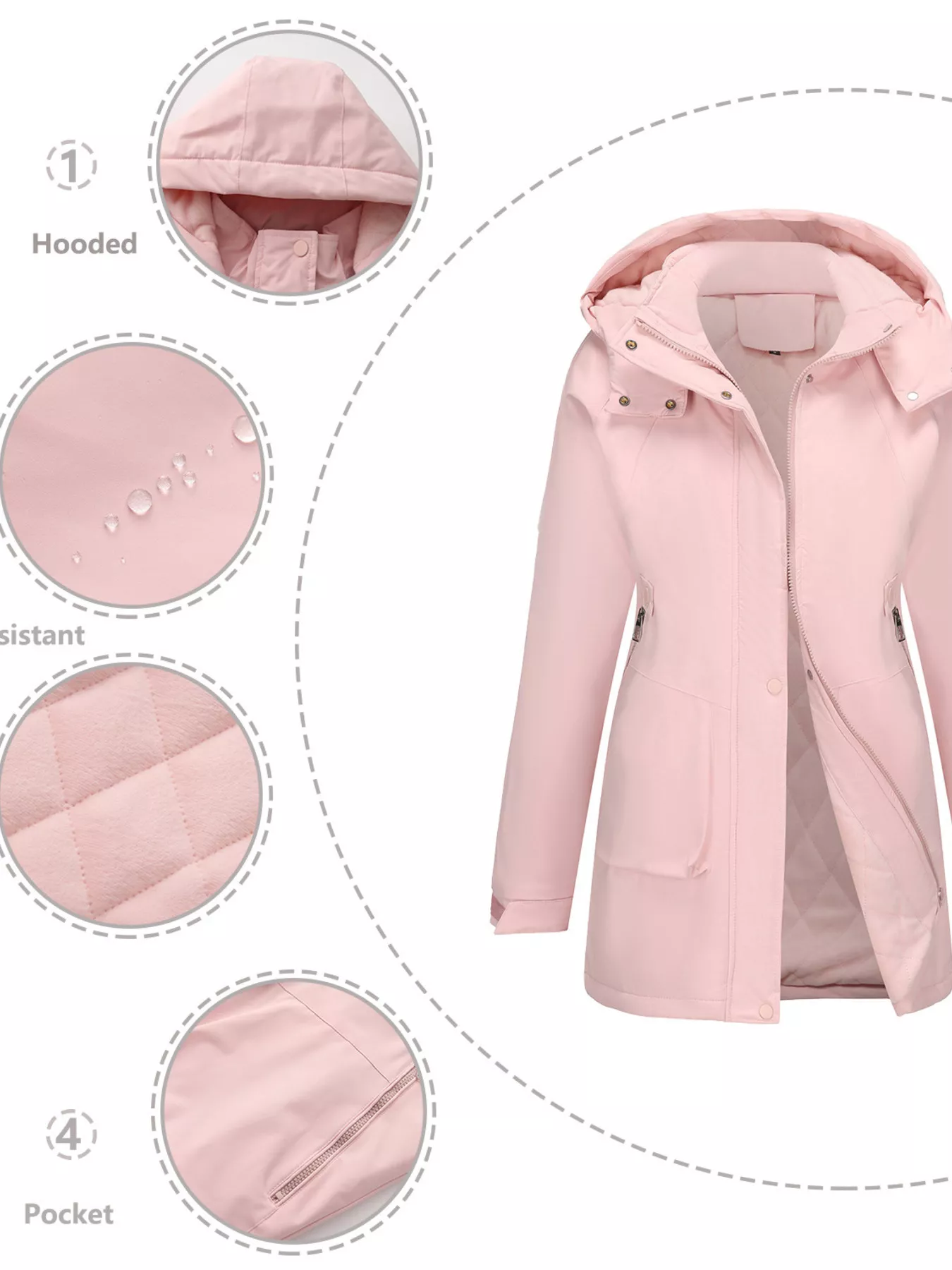 Full Size Hooded Mid-Length Windproof Outerwear Plus Size - Image 29