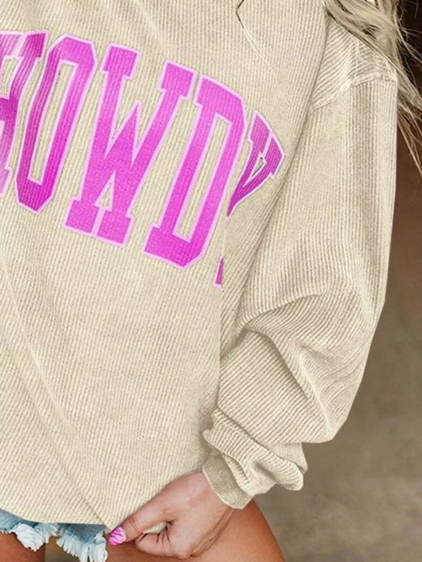 Full Size Howdy Round Neck Oversized Sweatshirt Plus Size - Image 5