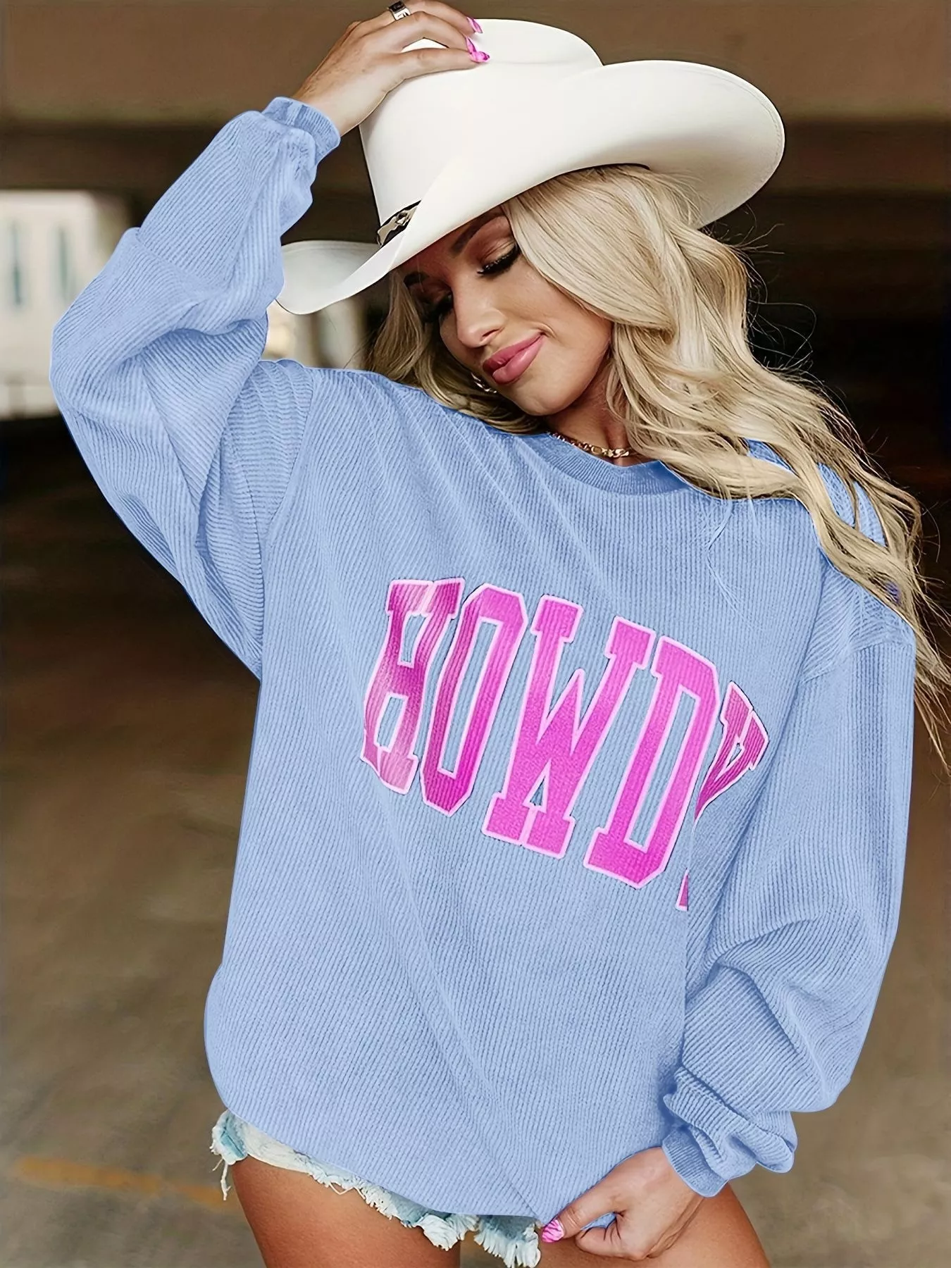 Full Size Howdy Round Neck Oversized Sweatshirt Plus Size - Image 7