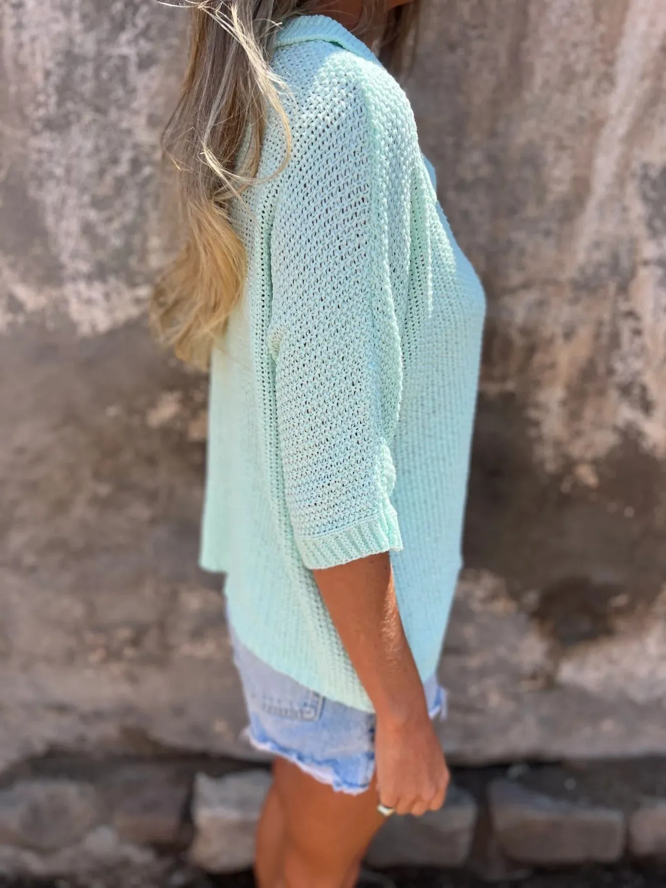 Full Size Johnny Collar Loose Knit Sweater Plus Size - Image 10