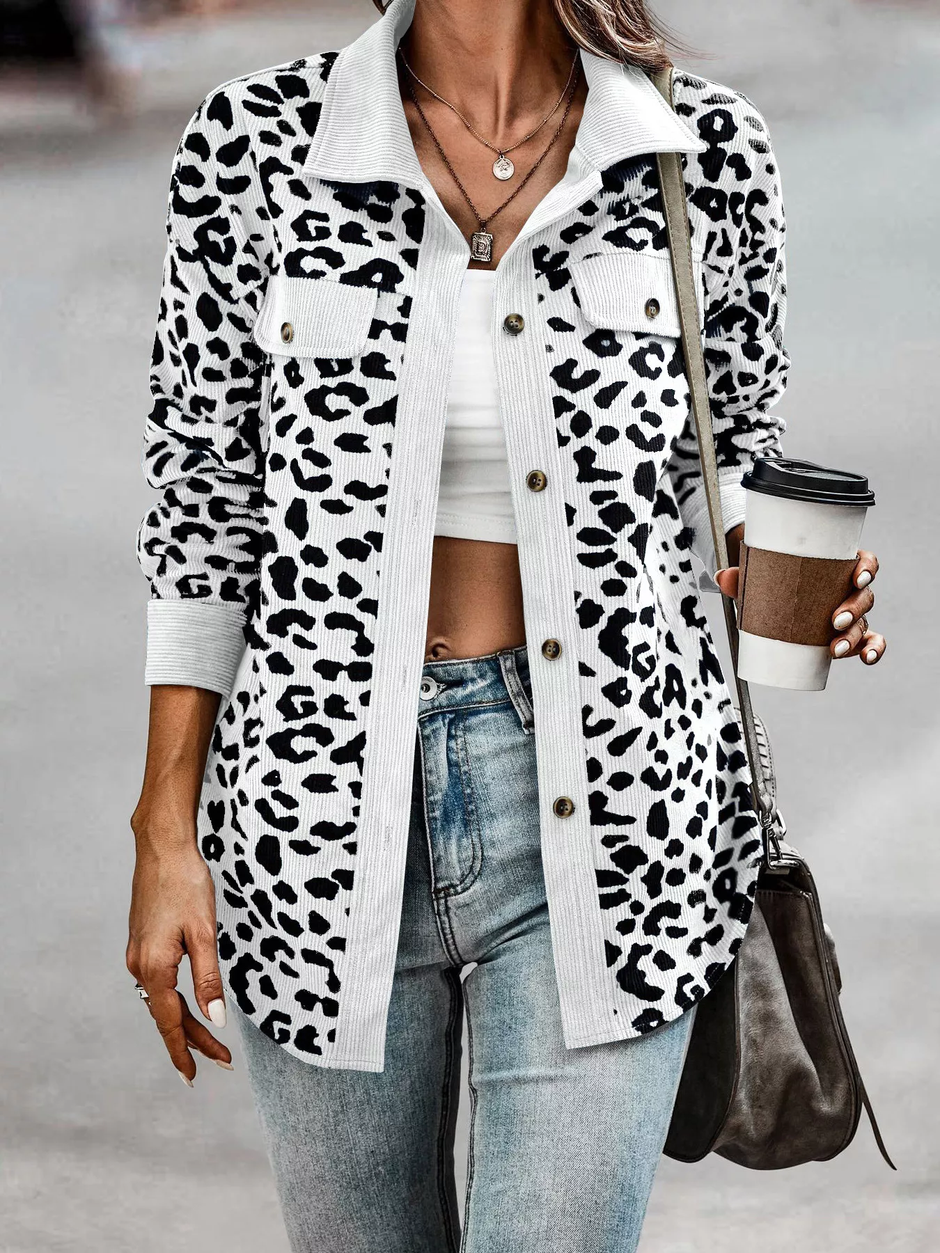 Full Size Leopard Print Button-Down Jacket Plus Size - Image 17