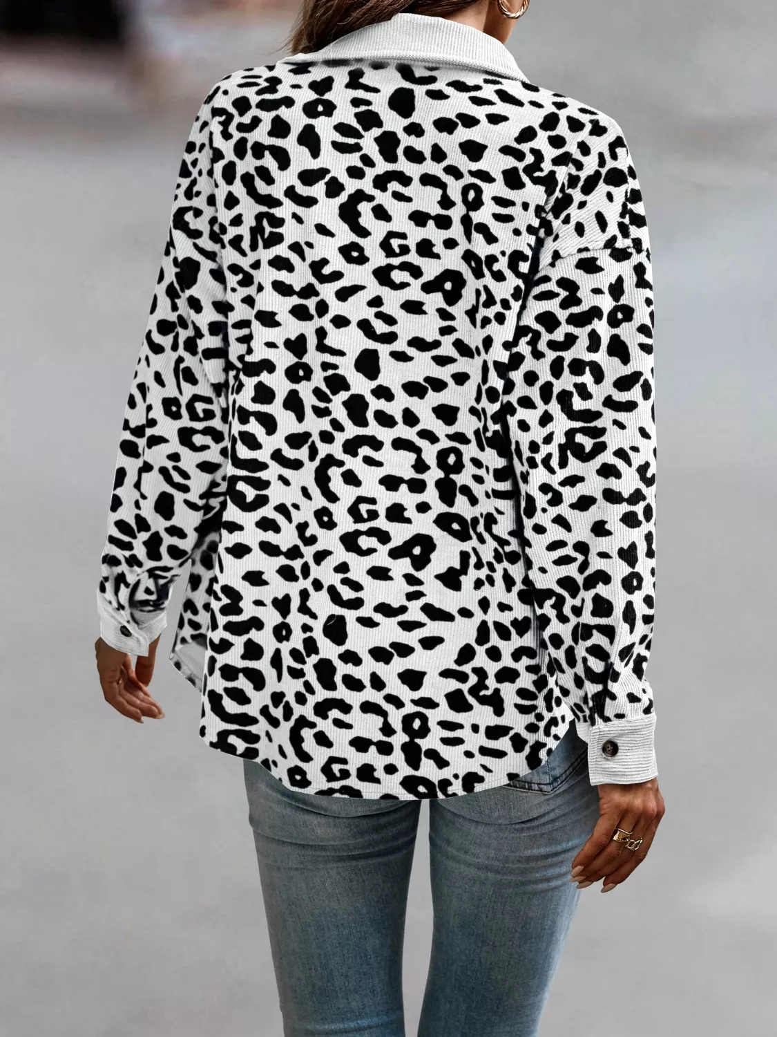 Full Size Leopard Print Button-Down Jacket Plus Size - Image 18