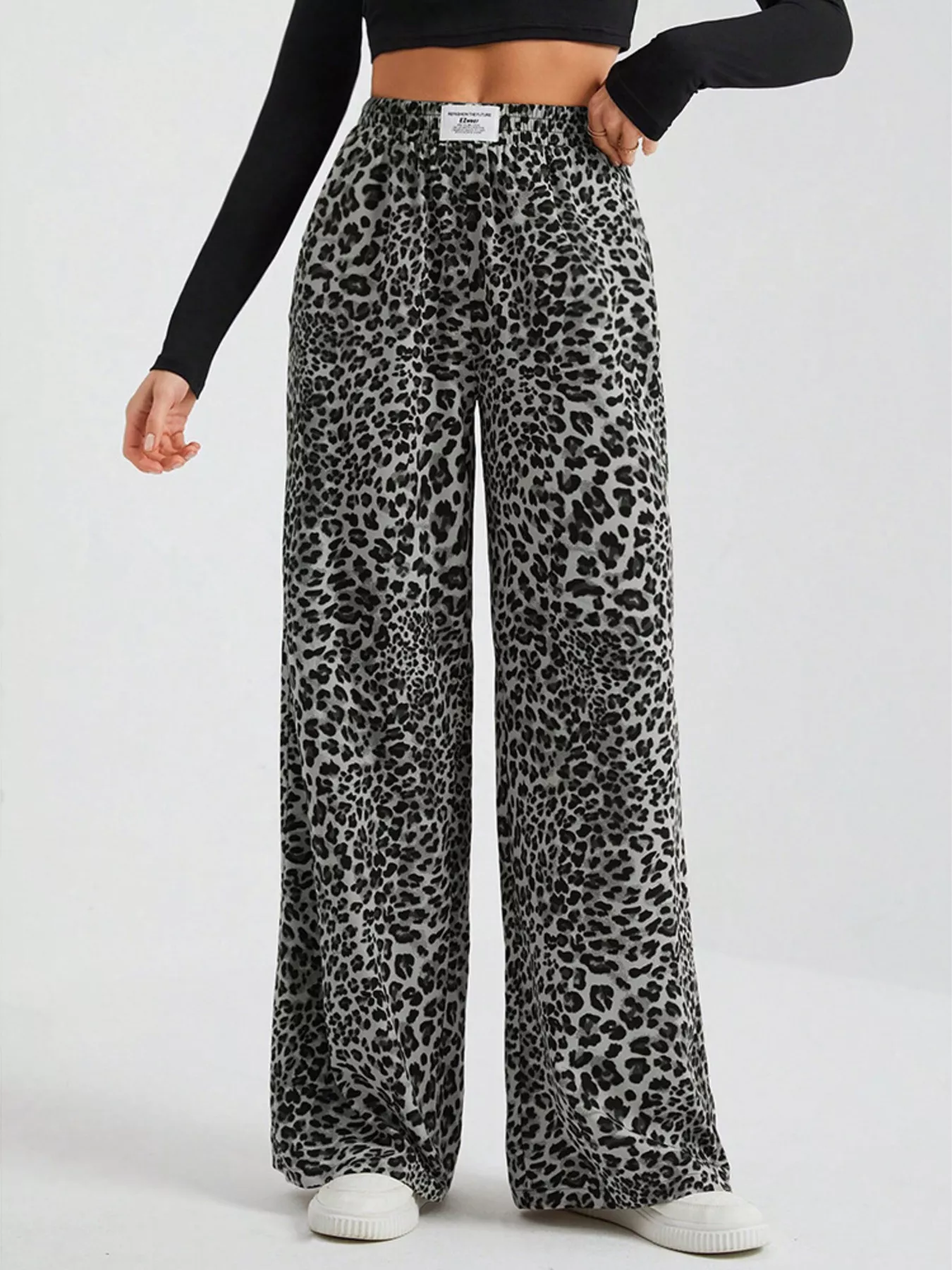 Full Size Leopard Print Wide Leg Pants Plus Size - Image 3