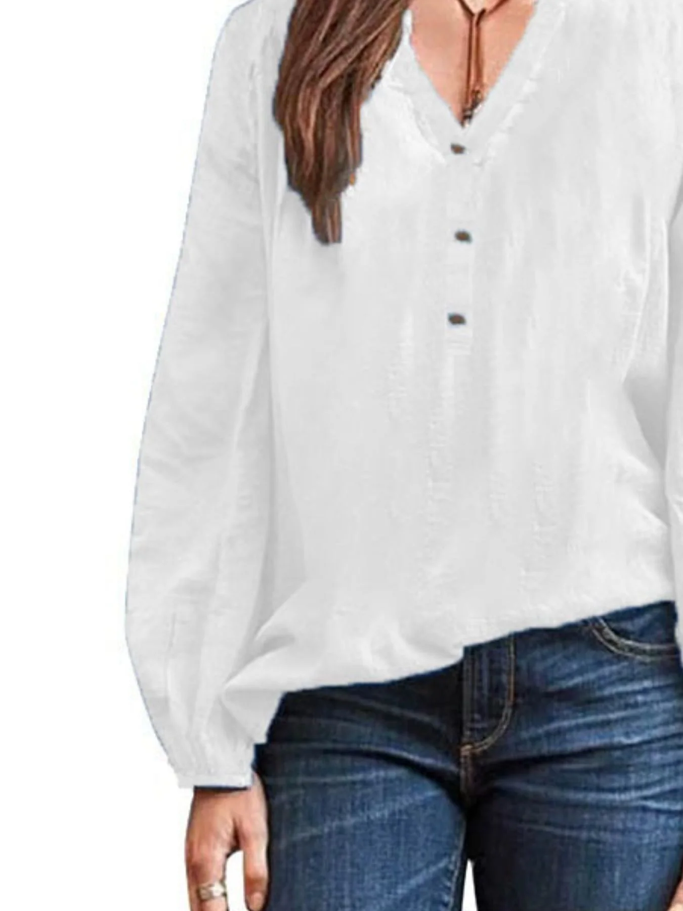 Full Size Notched Long Sleeve Blouse Plus Size - Image 15