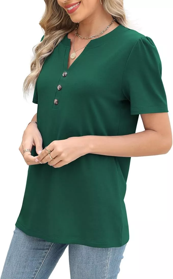 Full Size Notched Short Sleeve Blouse Plus Size - Image 24