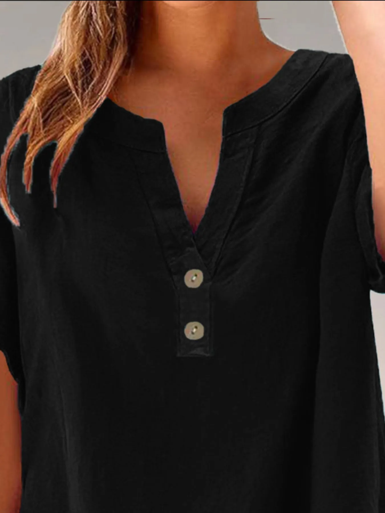 Full Size Notched Short Sleeve Blouse Plus Size - Image 11