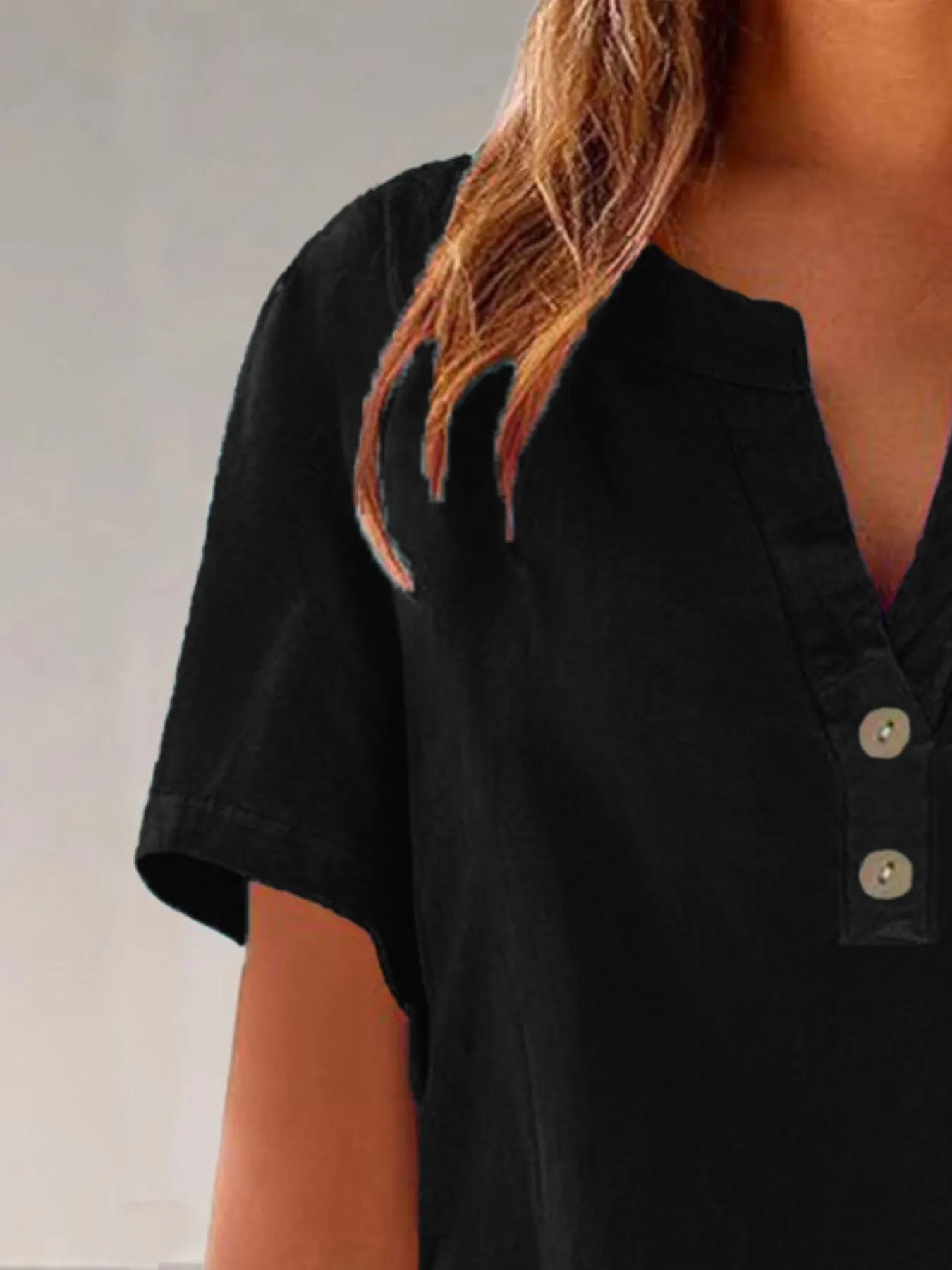 Full Size Notched Short Sleeve Blouse Plus Size - Image 12