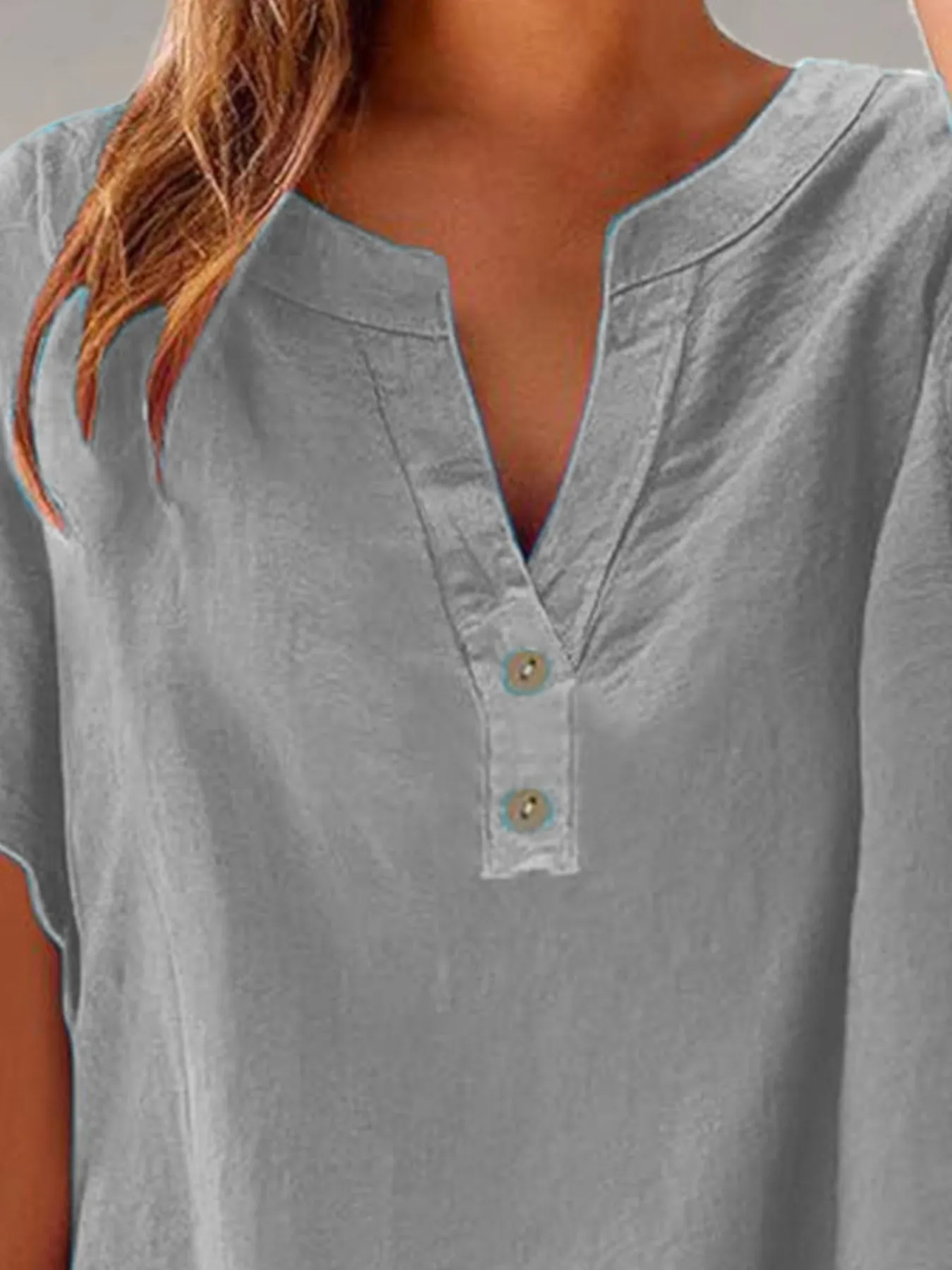 Full Size Notched Short Sleeve Blouse Plus Size - Image 17
