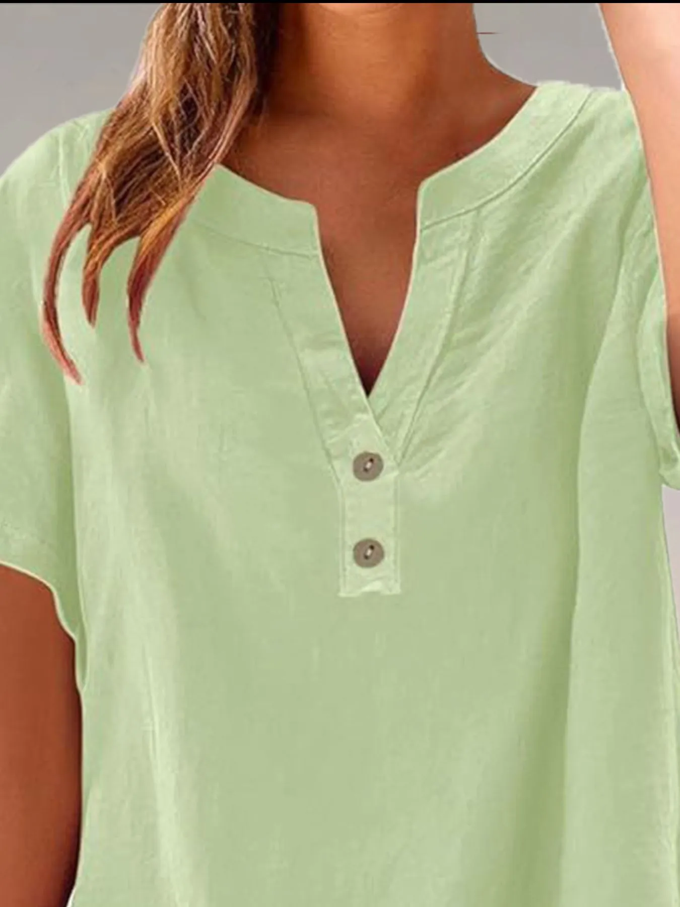 Full Size Notched Short Sleeve Blouse Plus Size - Image 8
