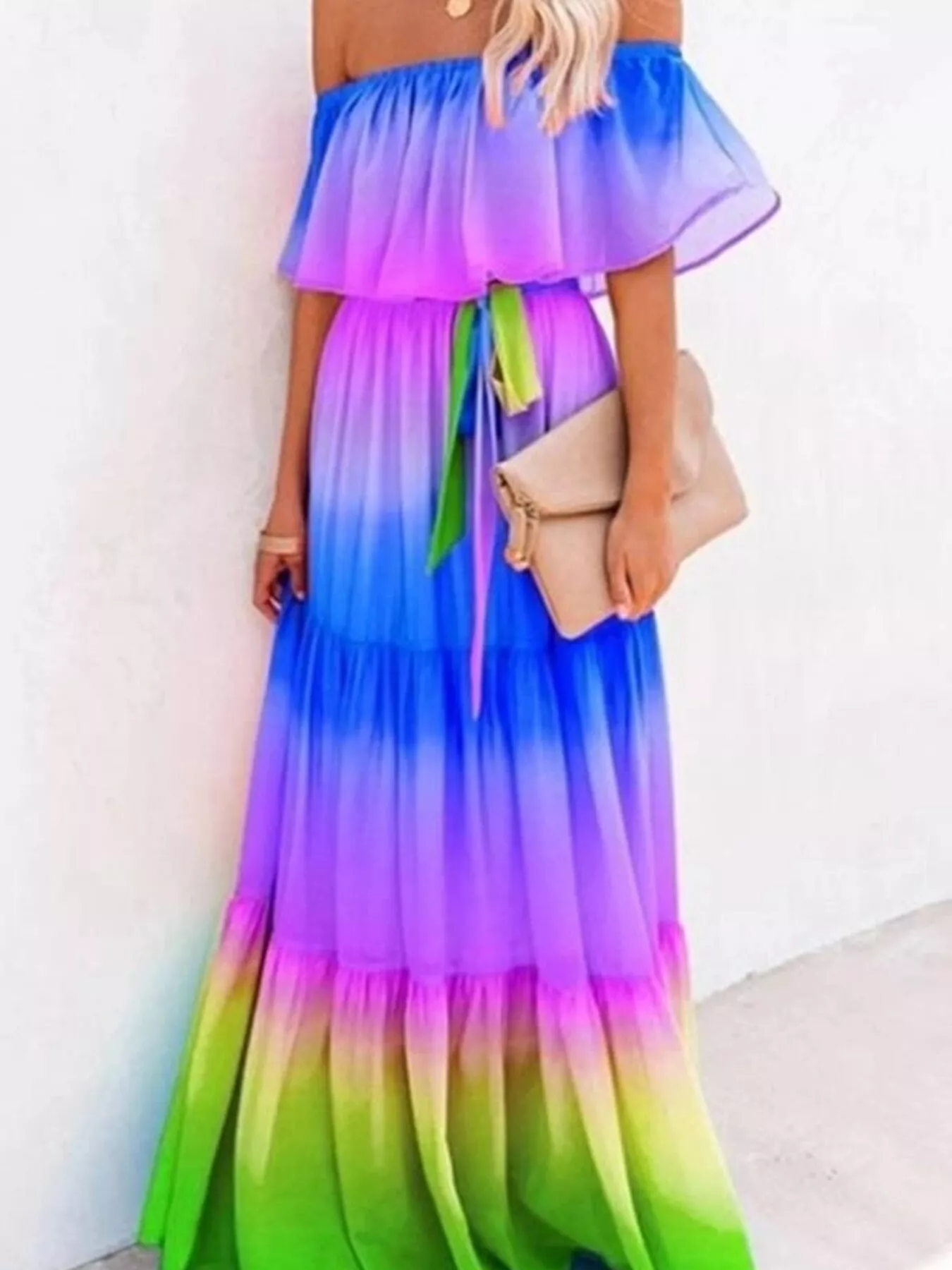 Full Size Off-Shoulder Tiered Maxi Dress Plus Size - Image 6
