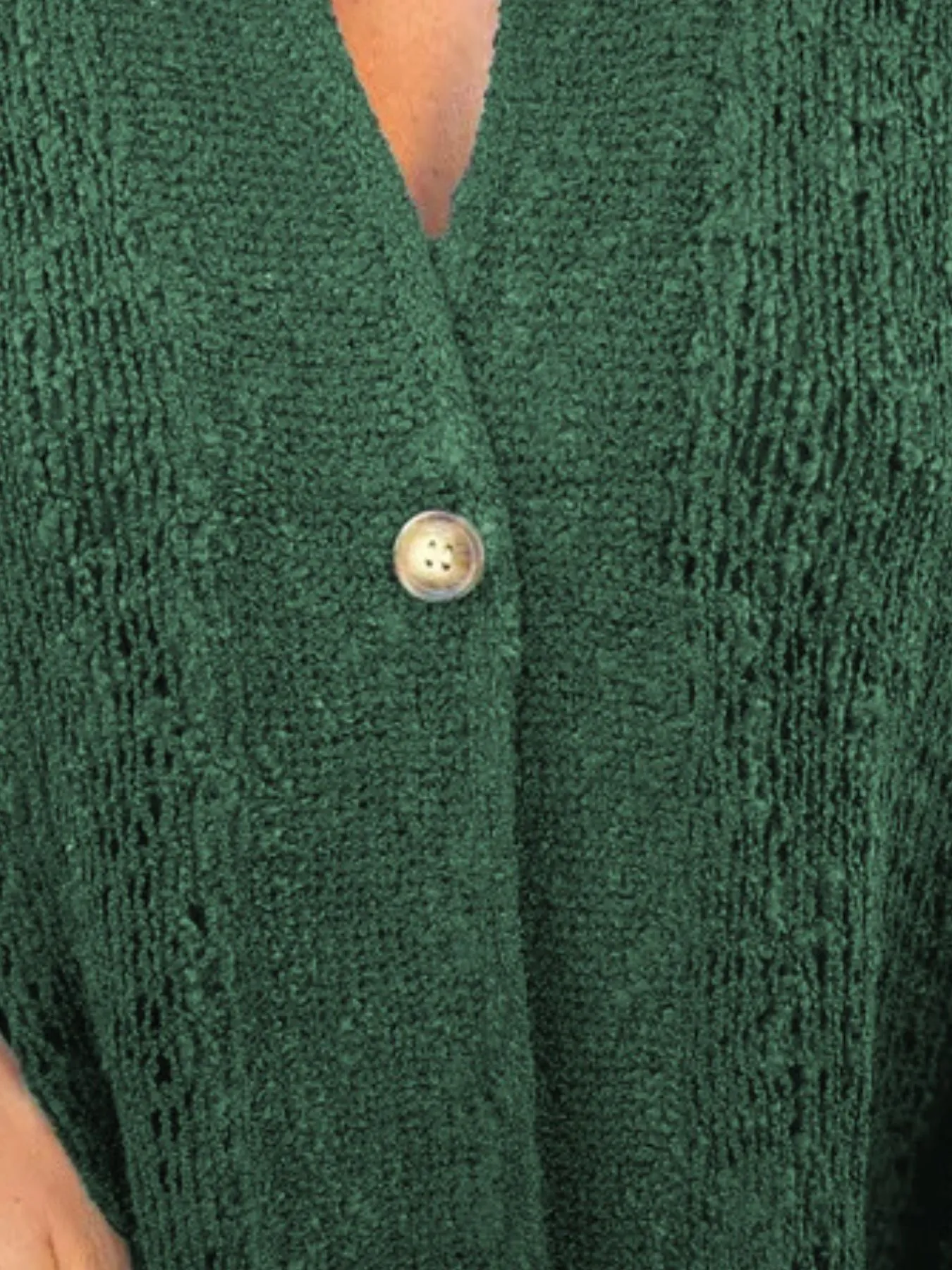 Full Size One Button Openwork Cardigan Plus Size - Image 18