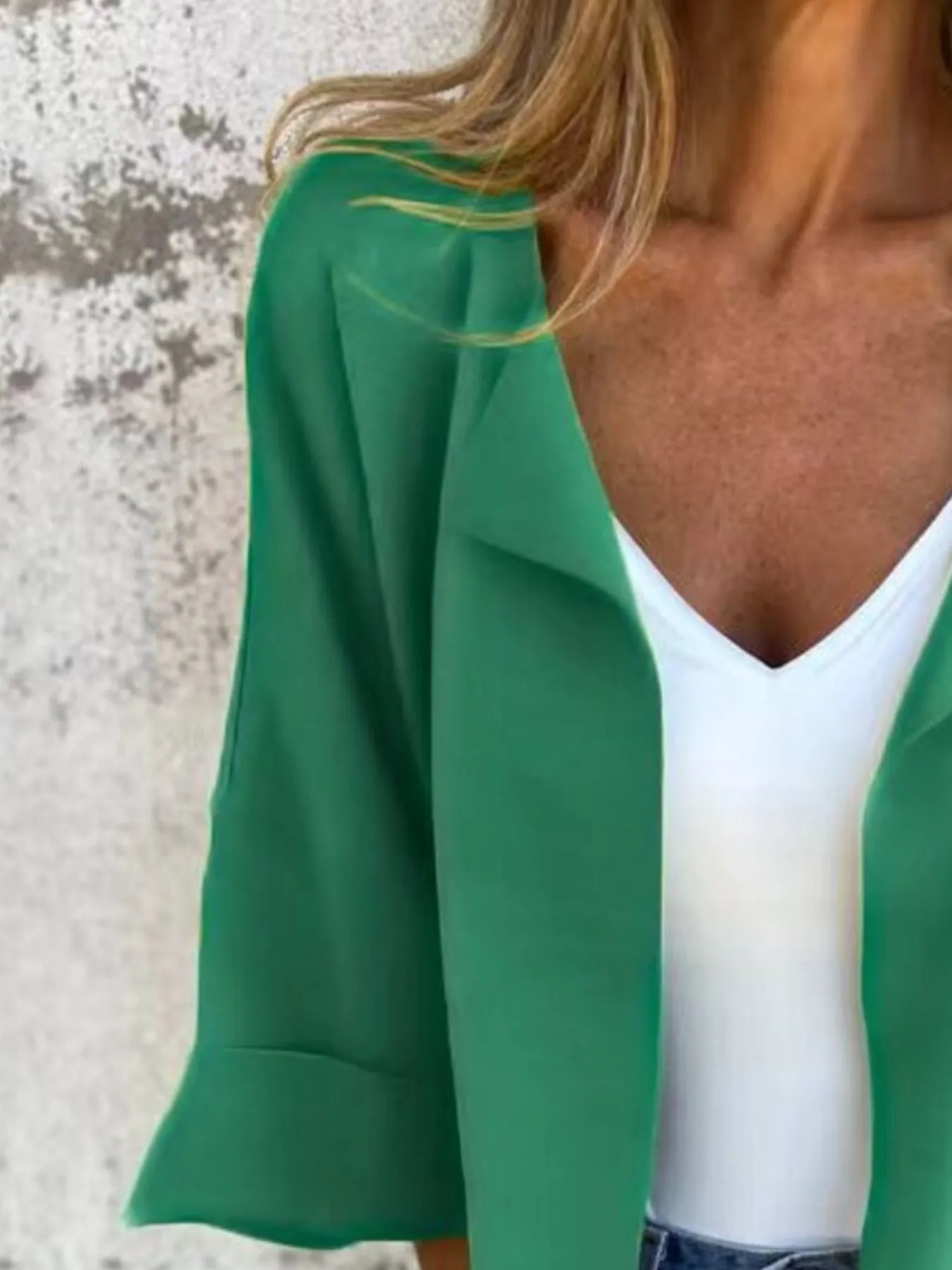 Full Size Open Front 3/4 Sleeve Cardigan Plus Size - Image 2