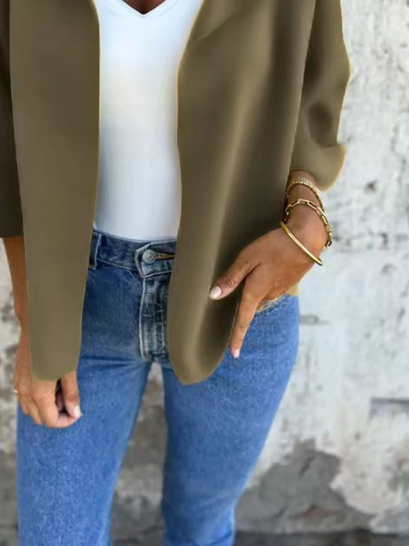 Full Size Open Front 3/4 Sleeve Cardigan Plus Size - Image 21