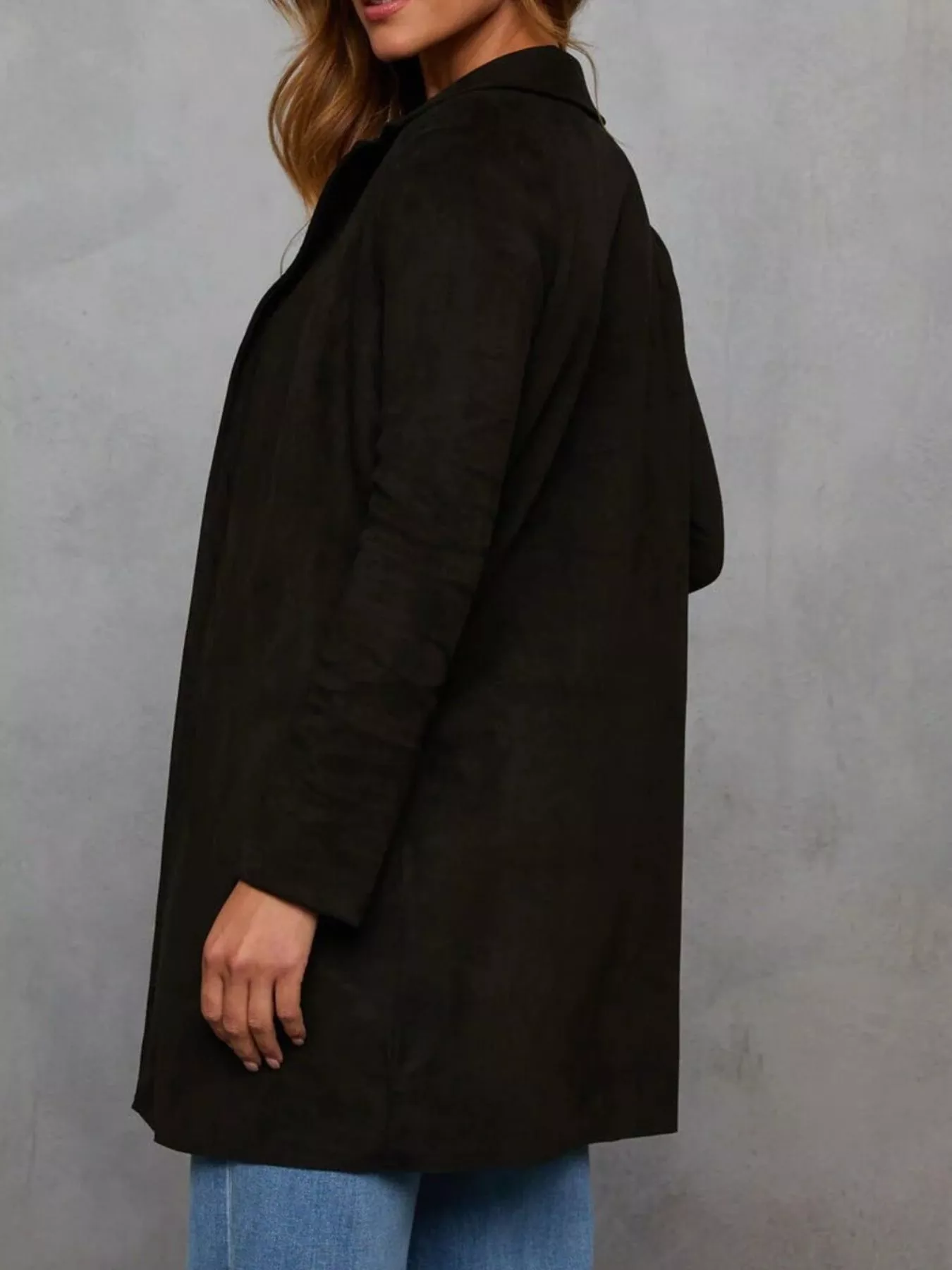 Full Size Open Front Longline Outerwear Plus Size - Image 10