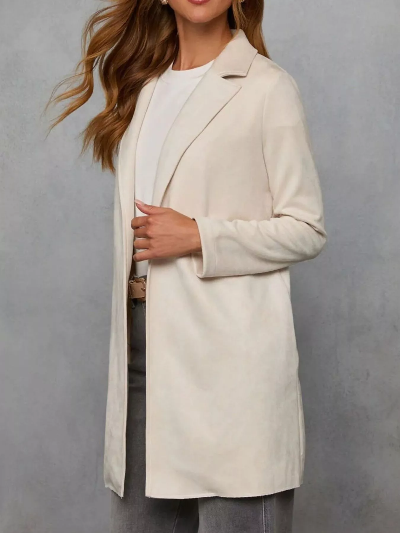 Full Size Open Front Longline Outerwear Plus Size - Image 3