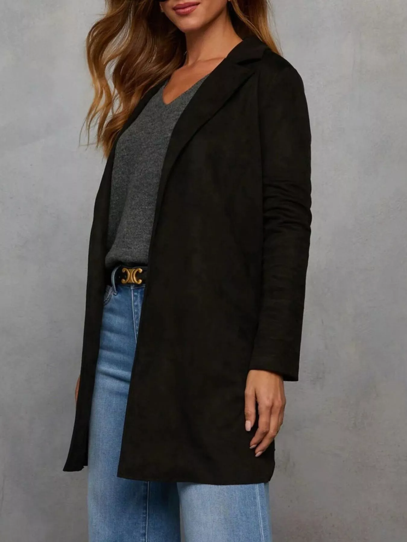 Full Size Open Front Longline Outerwear Plus Size - Image 9