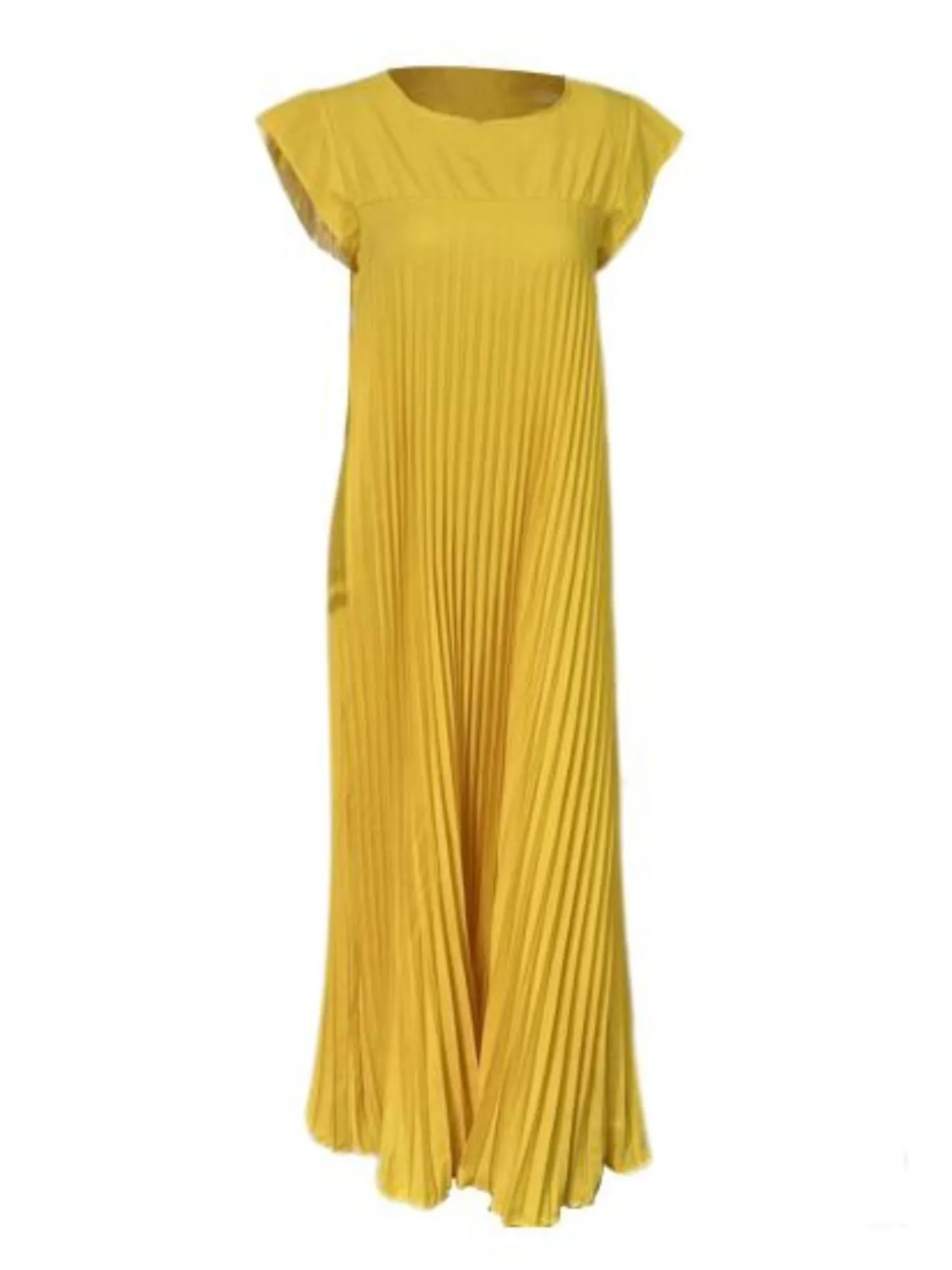 Full Size Pleated Round Neck Maxi Dress Plus Size - Image 9